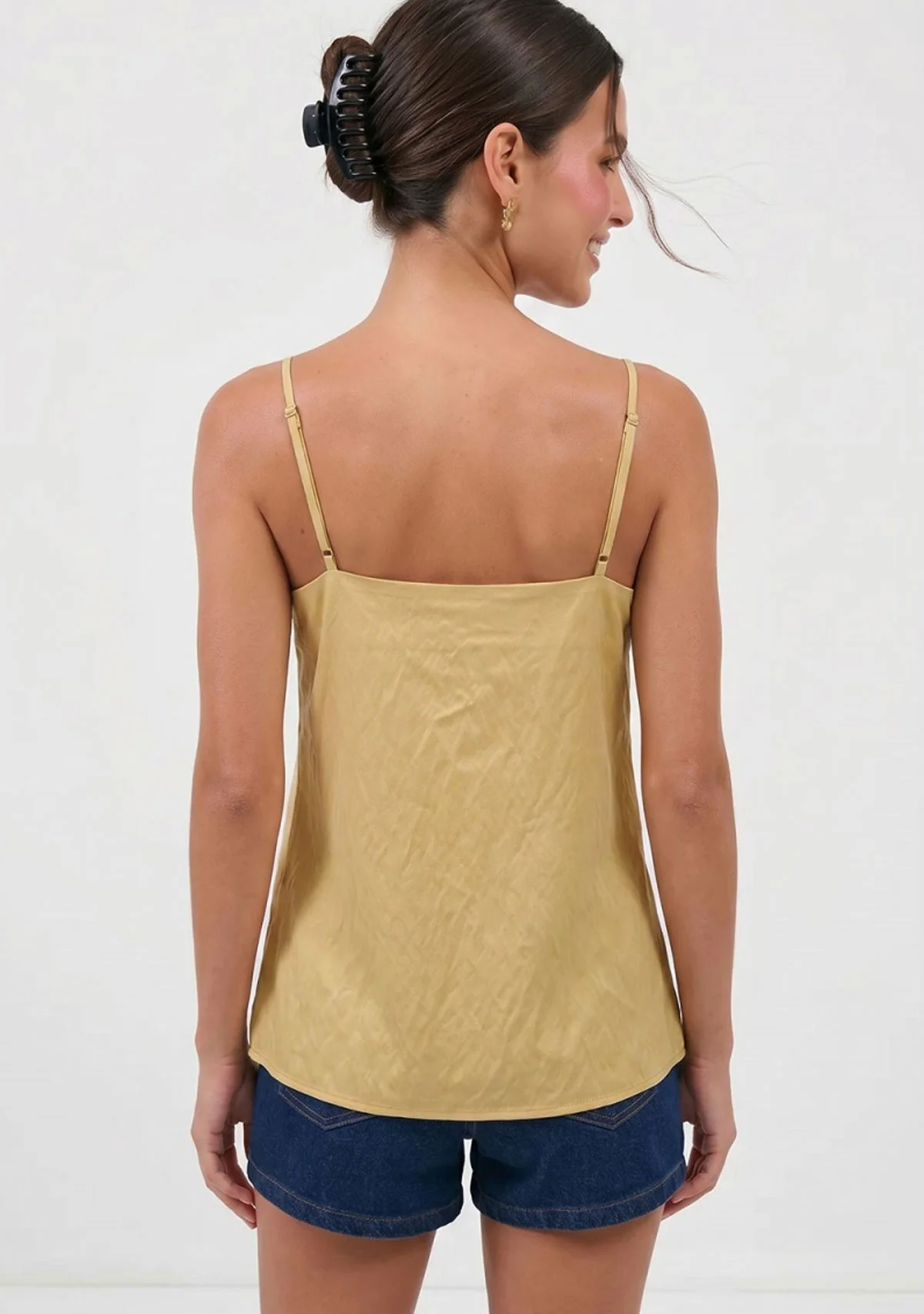 Adjustable Strap V Neck Tank Top Mustard Seed - Image 3