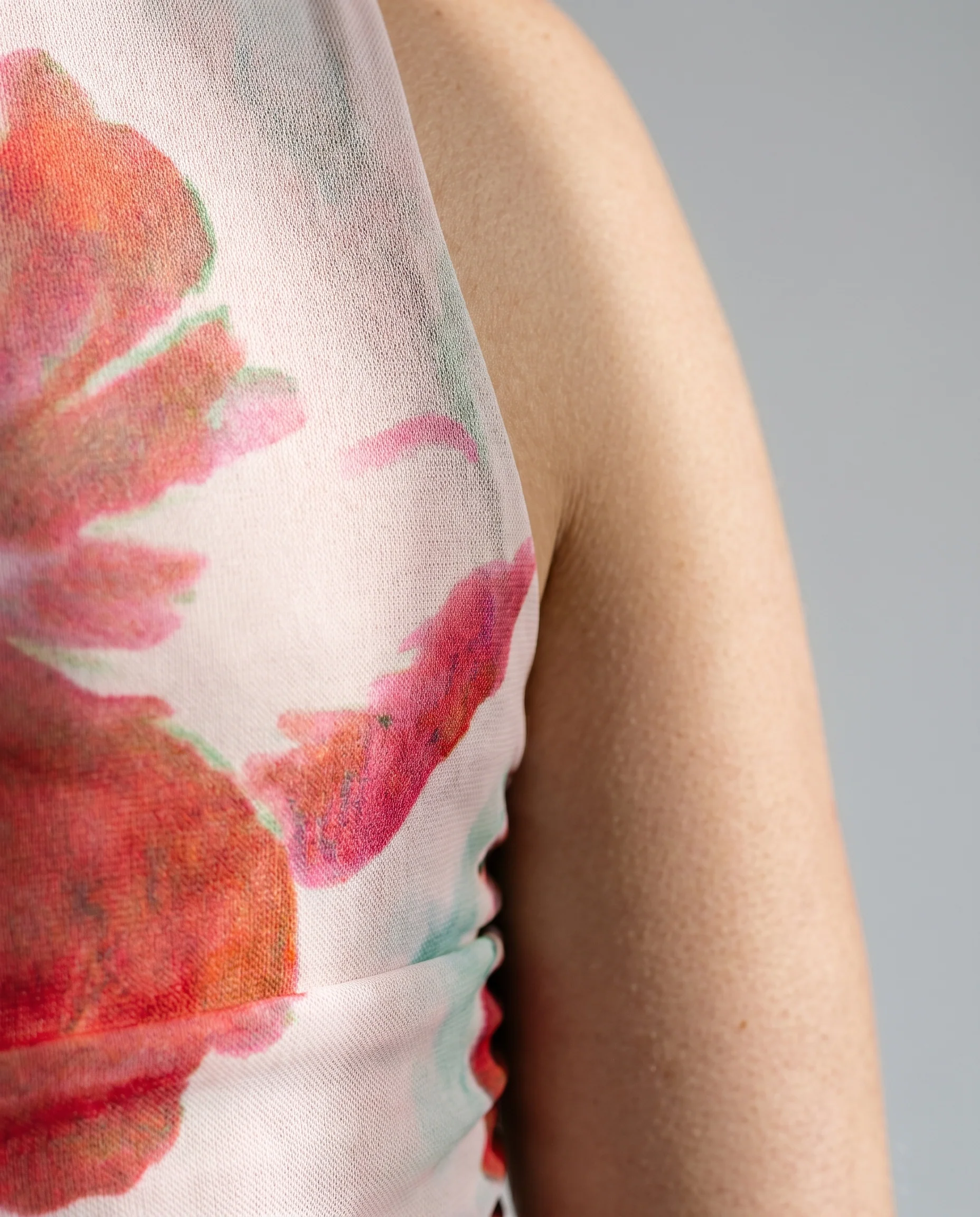 Arabella Mesh Midi Dress Red Floral - Image 11