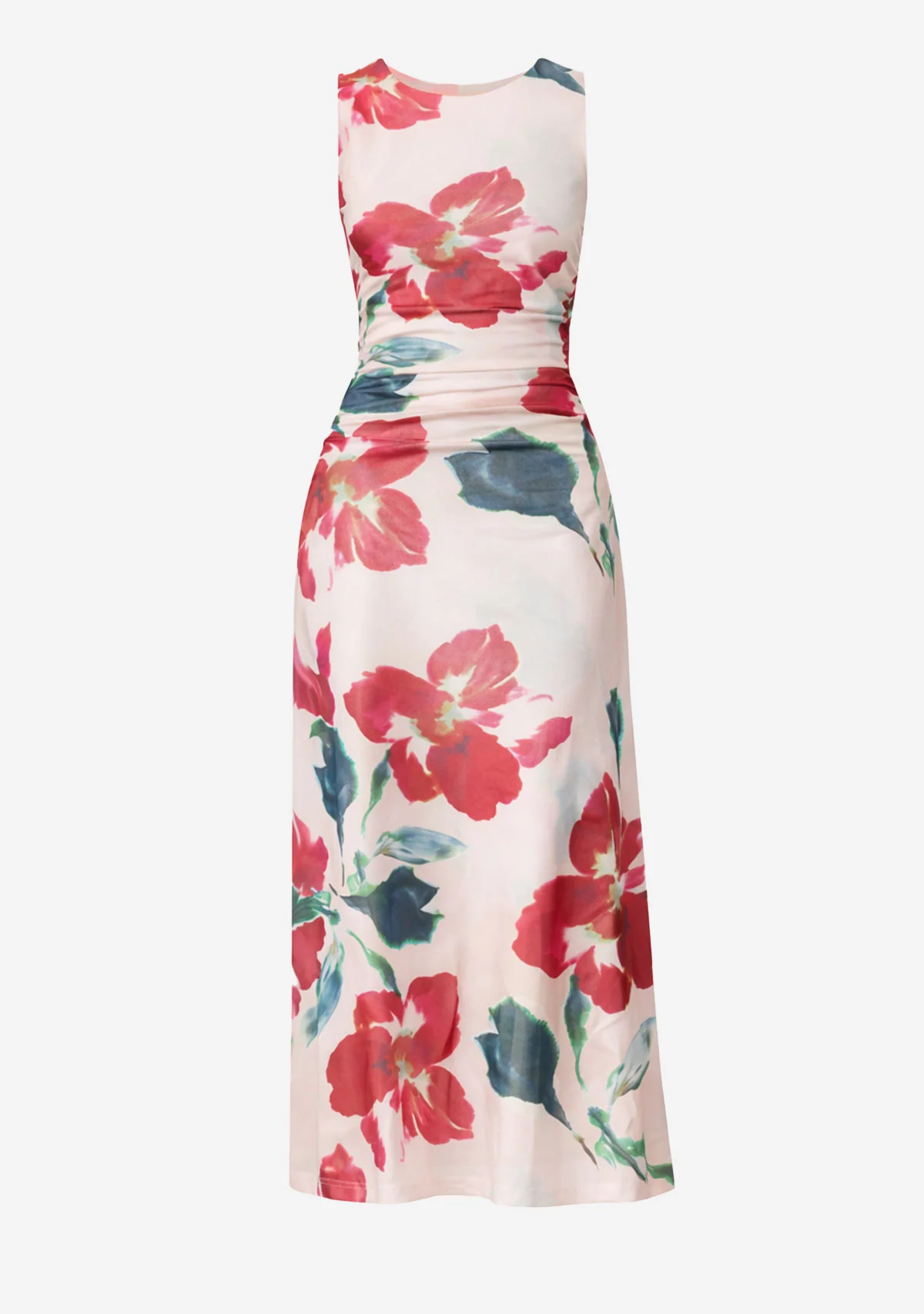 Arabella Mesh Midi Dress Red Floral - Image 6