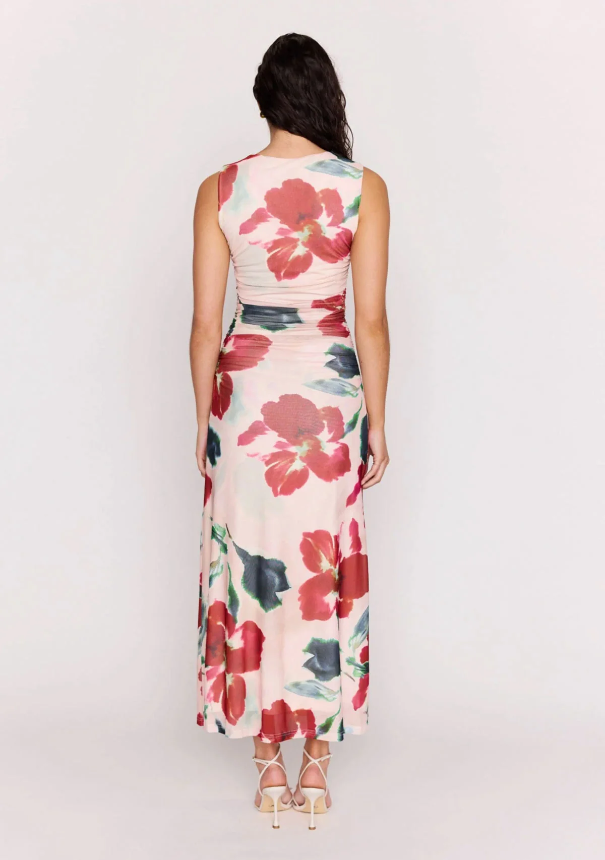 Arabella Mesh Midi Dress Red Floral - Image 8