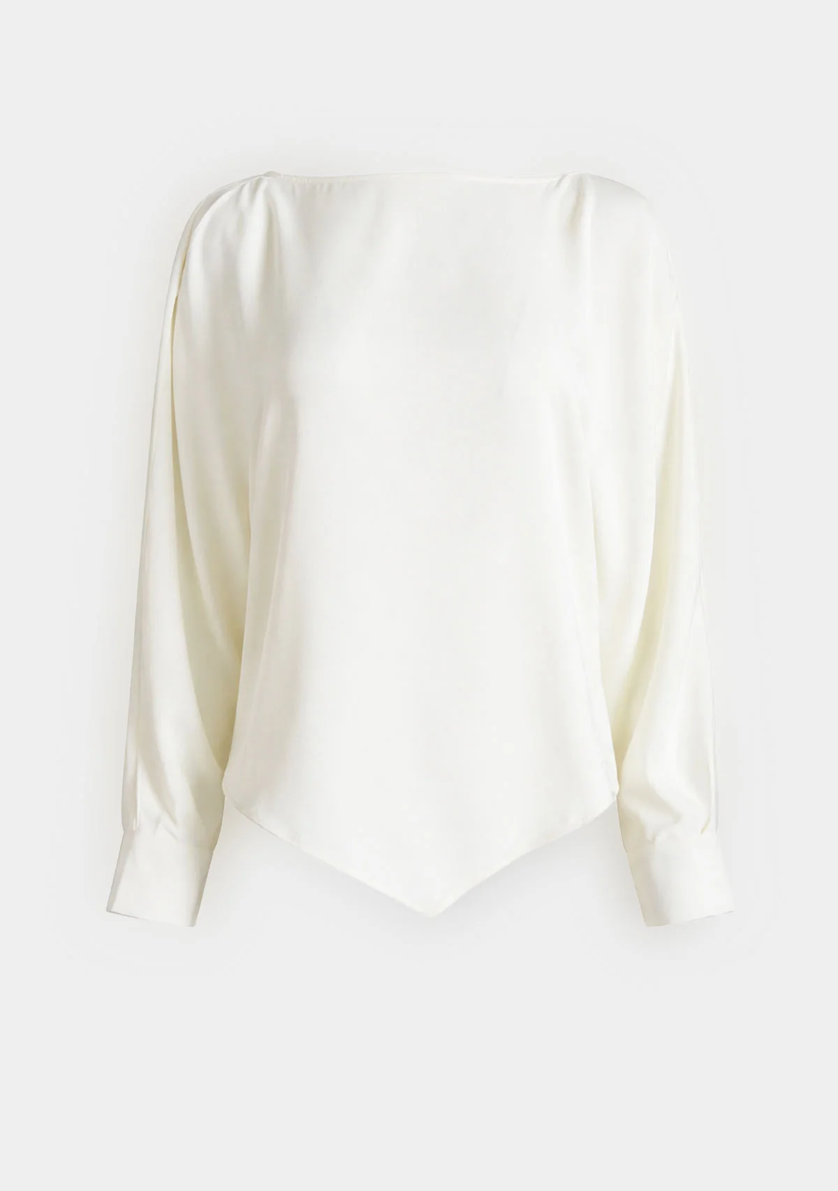Asymmetrical Hem Long Sleeve Top White