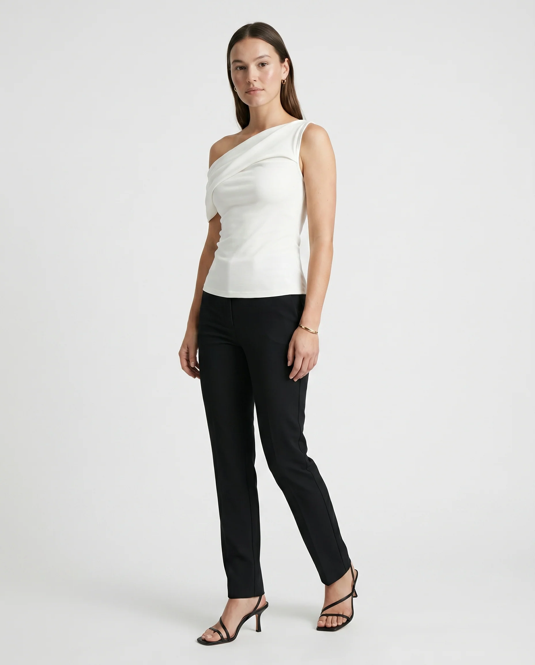 Asymmetrical One-Shoulder Top White