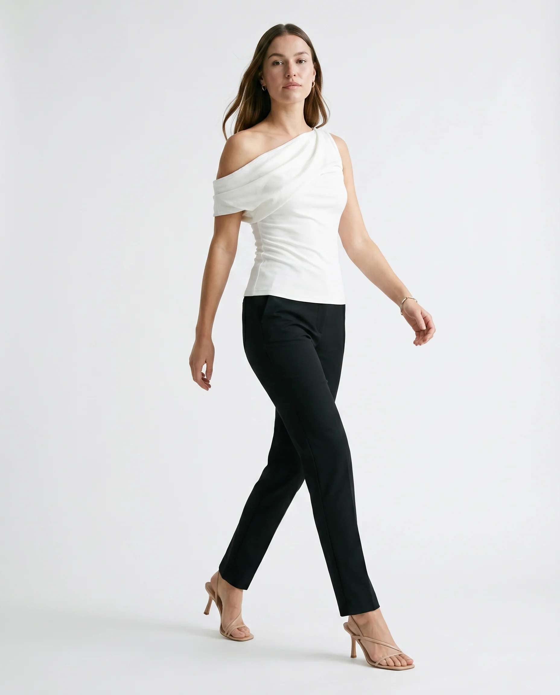 Asymmetrical One-Shoulder Top White - Image 3