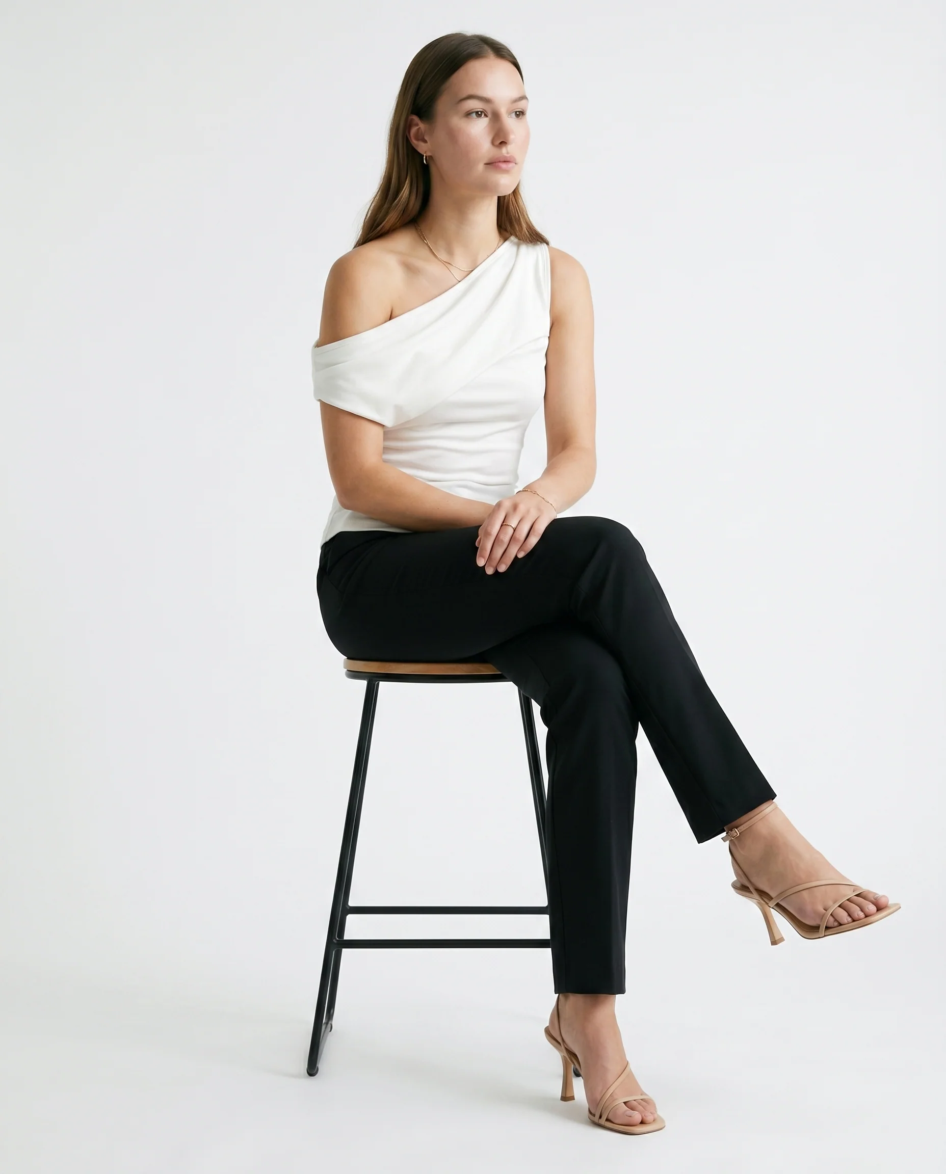 Asymmetrical One-Shoulder Top White - Image 4