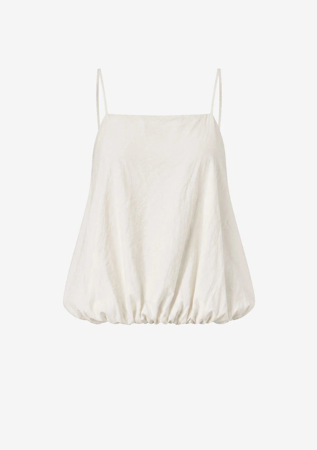 Billowy Cami Top with Bubble Hem Off White