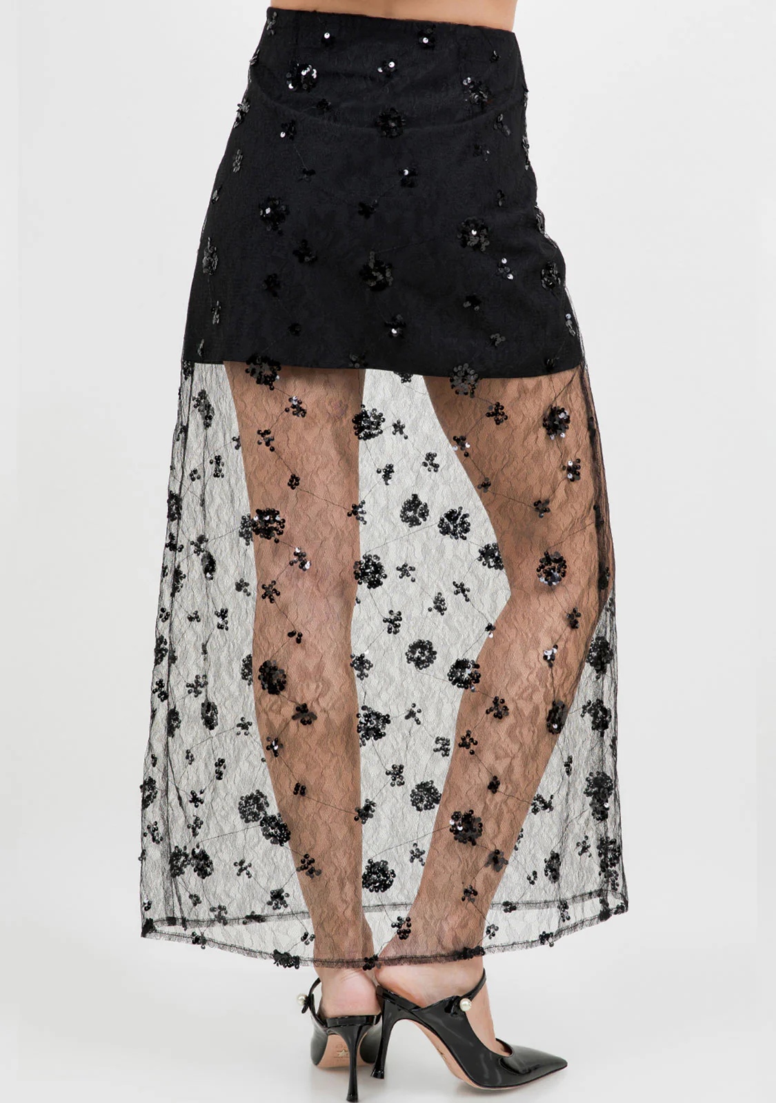 Black Mesh Overlay Skirt Black - Image 4