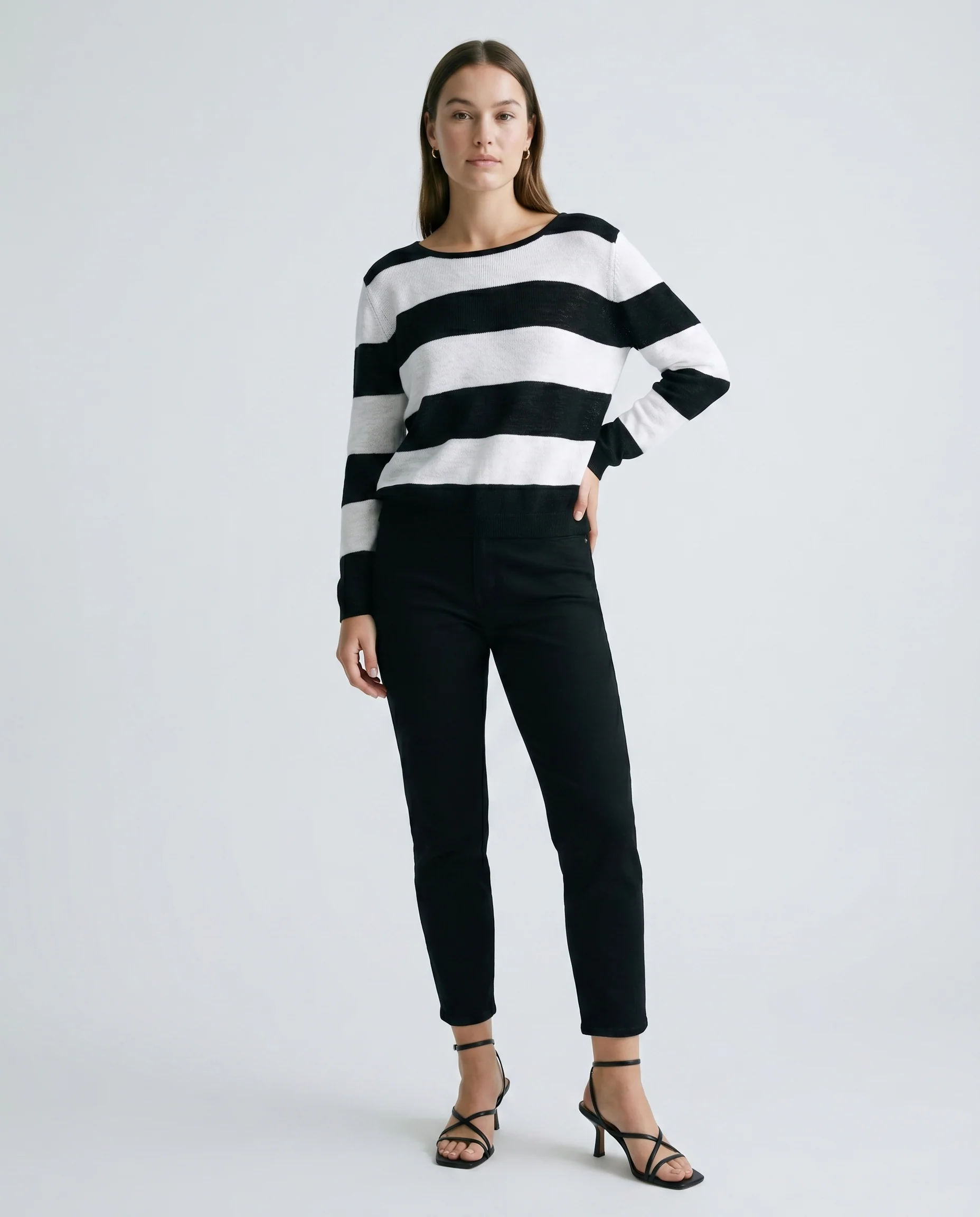 Black Stripes Knit Sweater Black/White Stripes