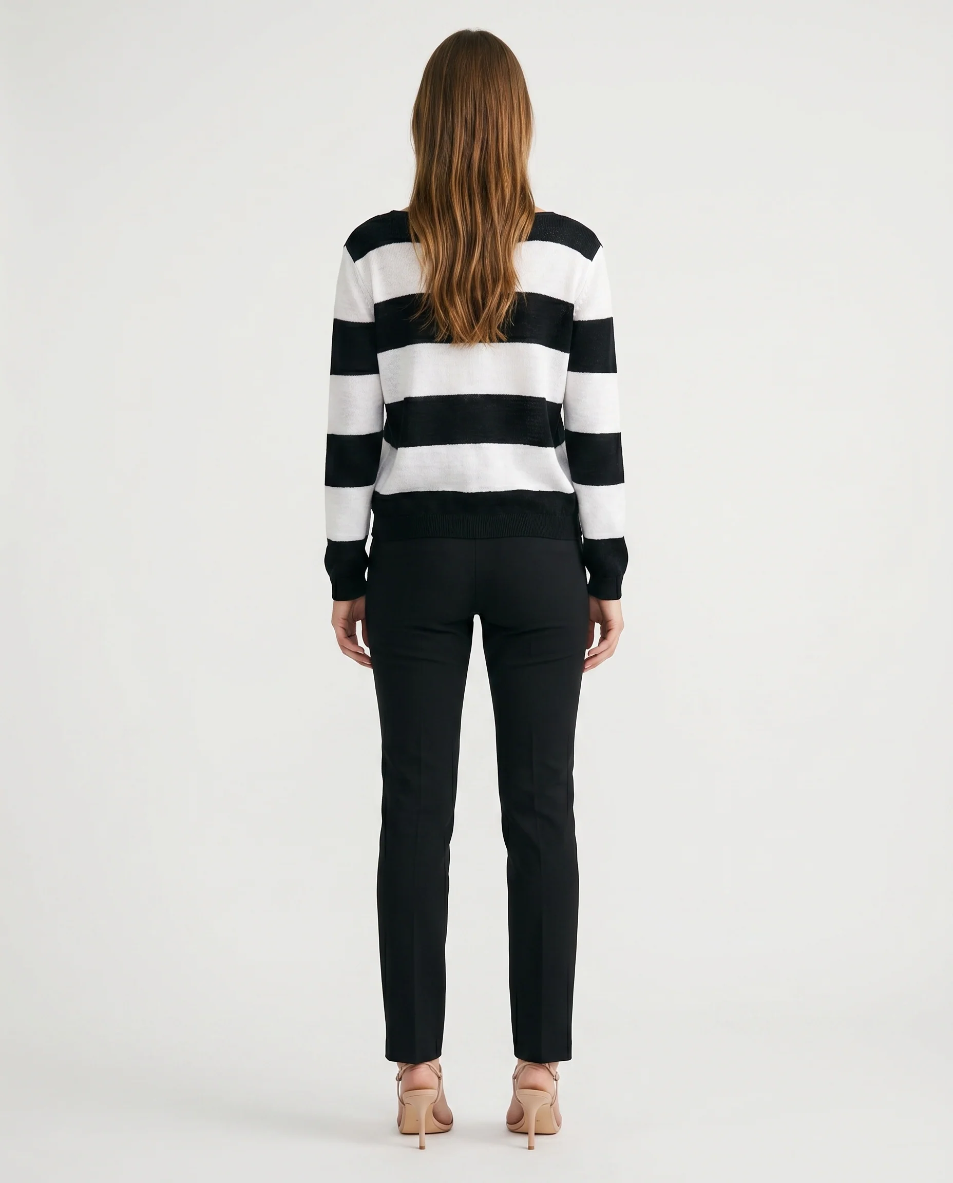 Black Stripes Knit Sweater Black/White Stripes - Image 2