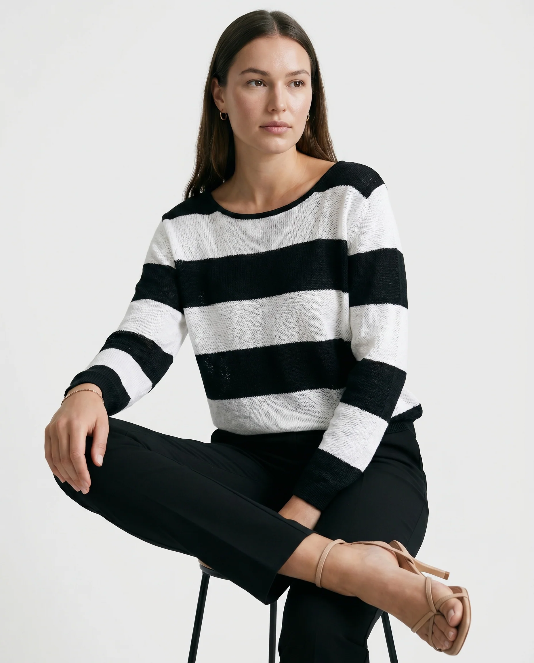 Black Stripes Knit Sweater Black/White Stripes - Image 4