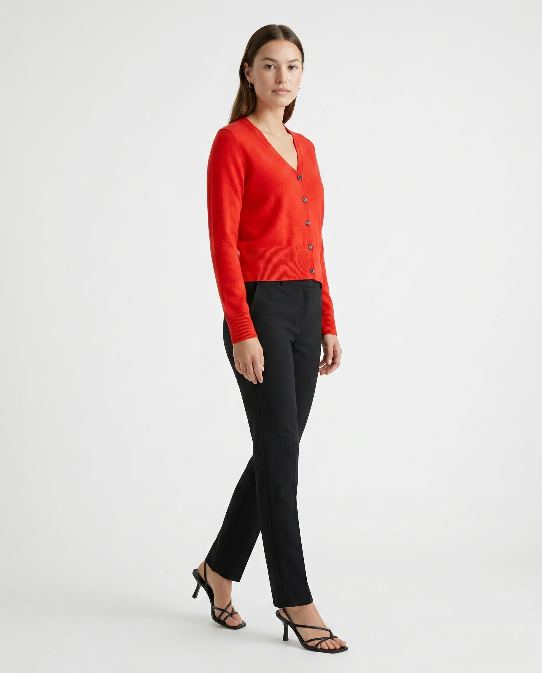 Bold Red Knit Cardigan Red