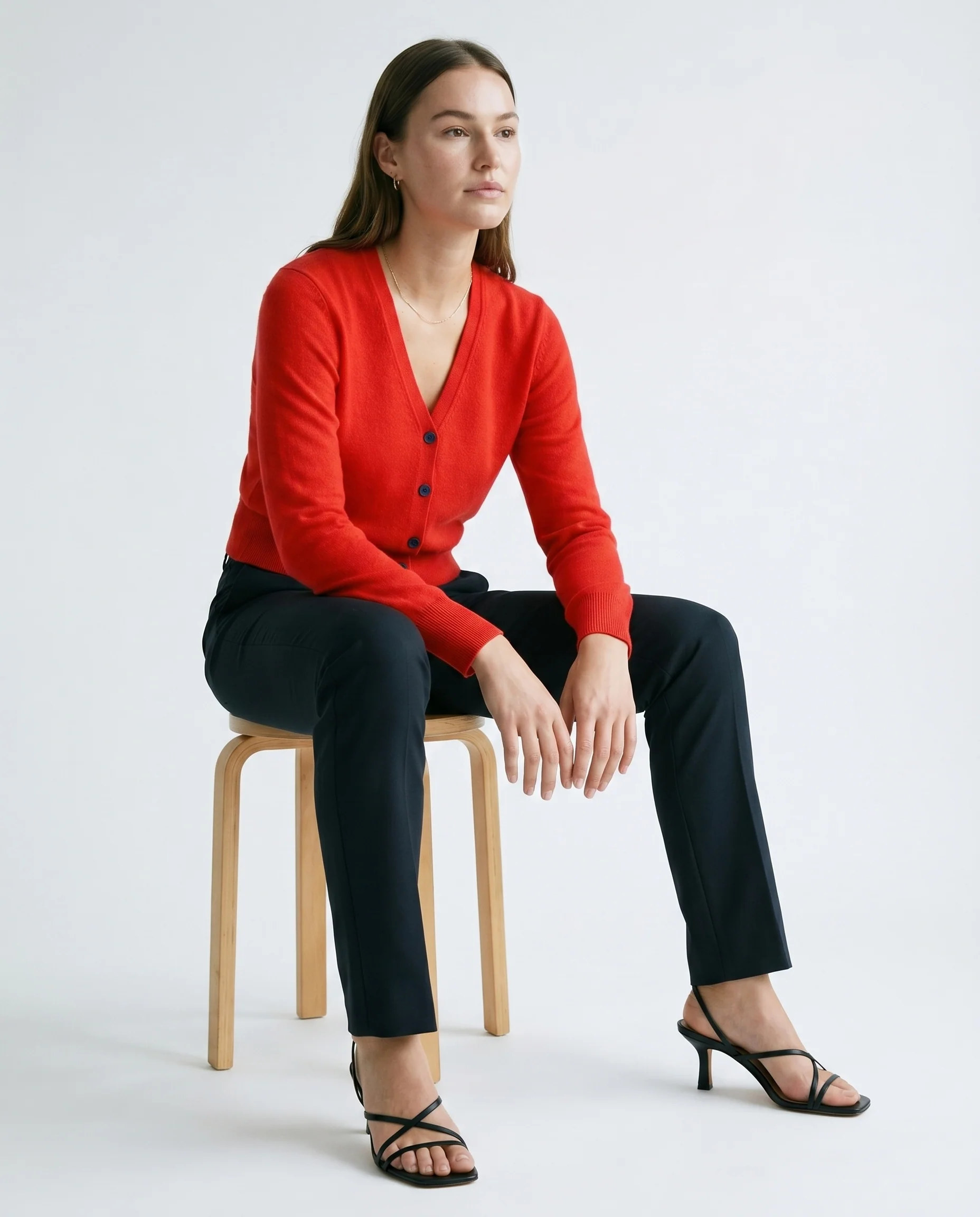 Bold Red Knit Cardigan Red - Image 2