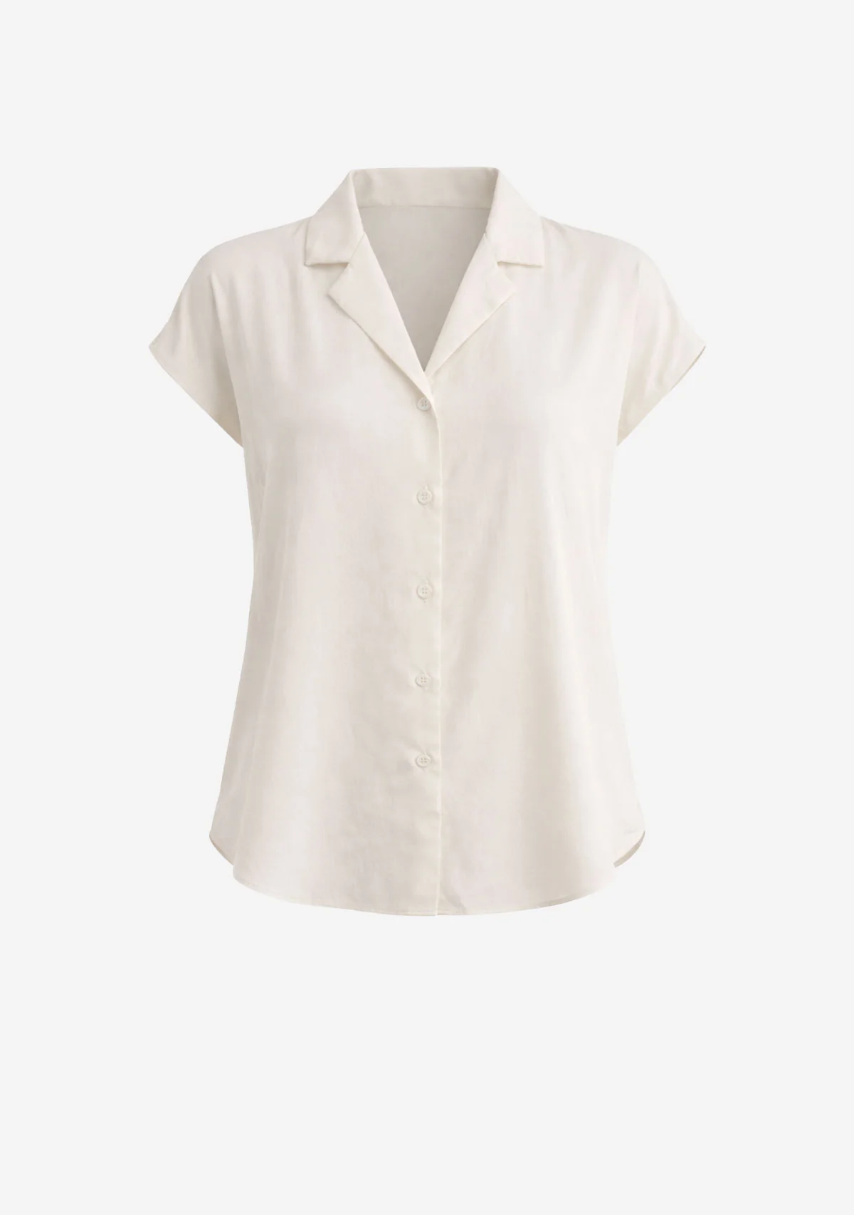 Button Down Cap Sleeve Shirt Off White - Image 5