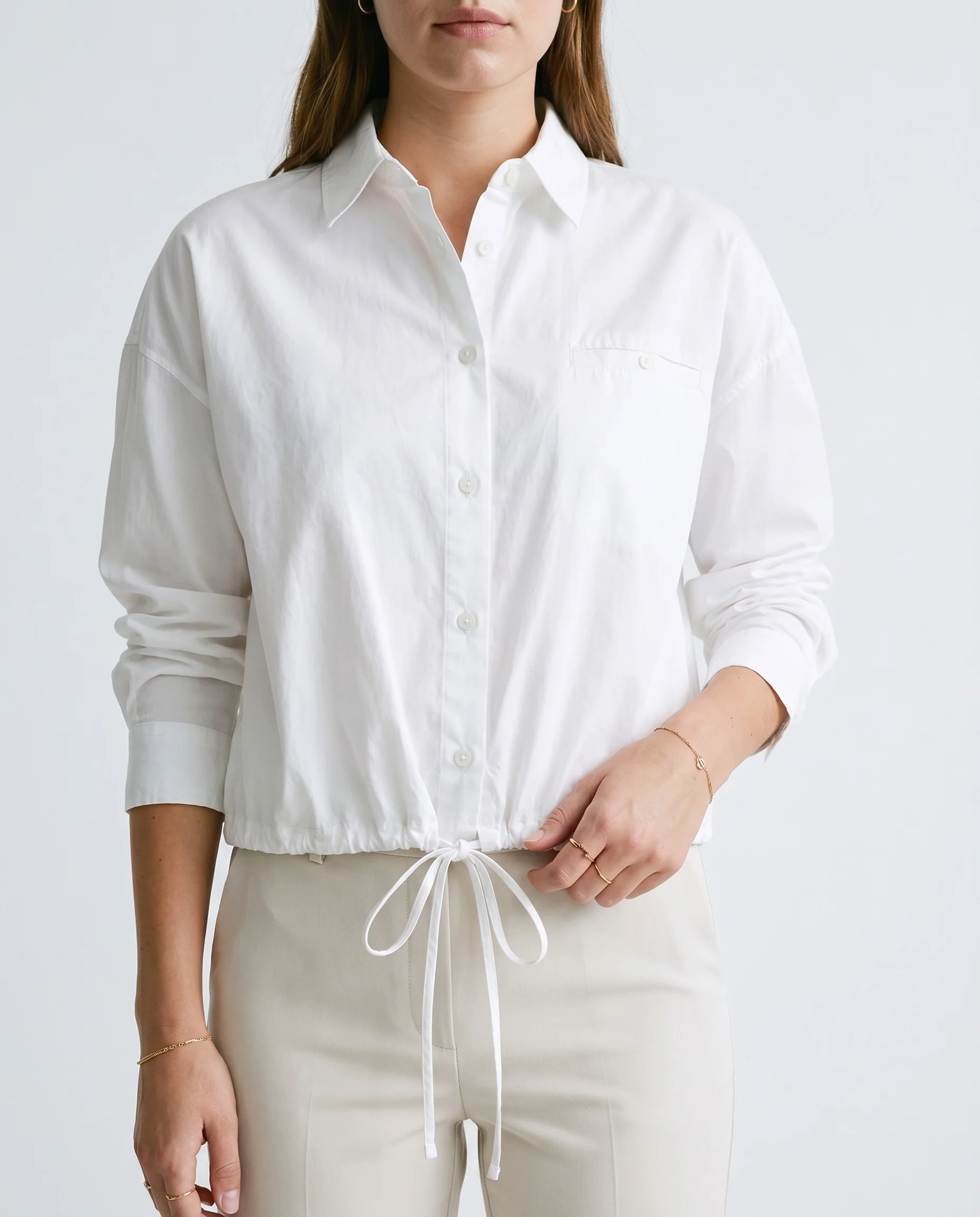 Button-Up Shirt with Ties White - Image 3