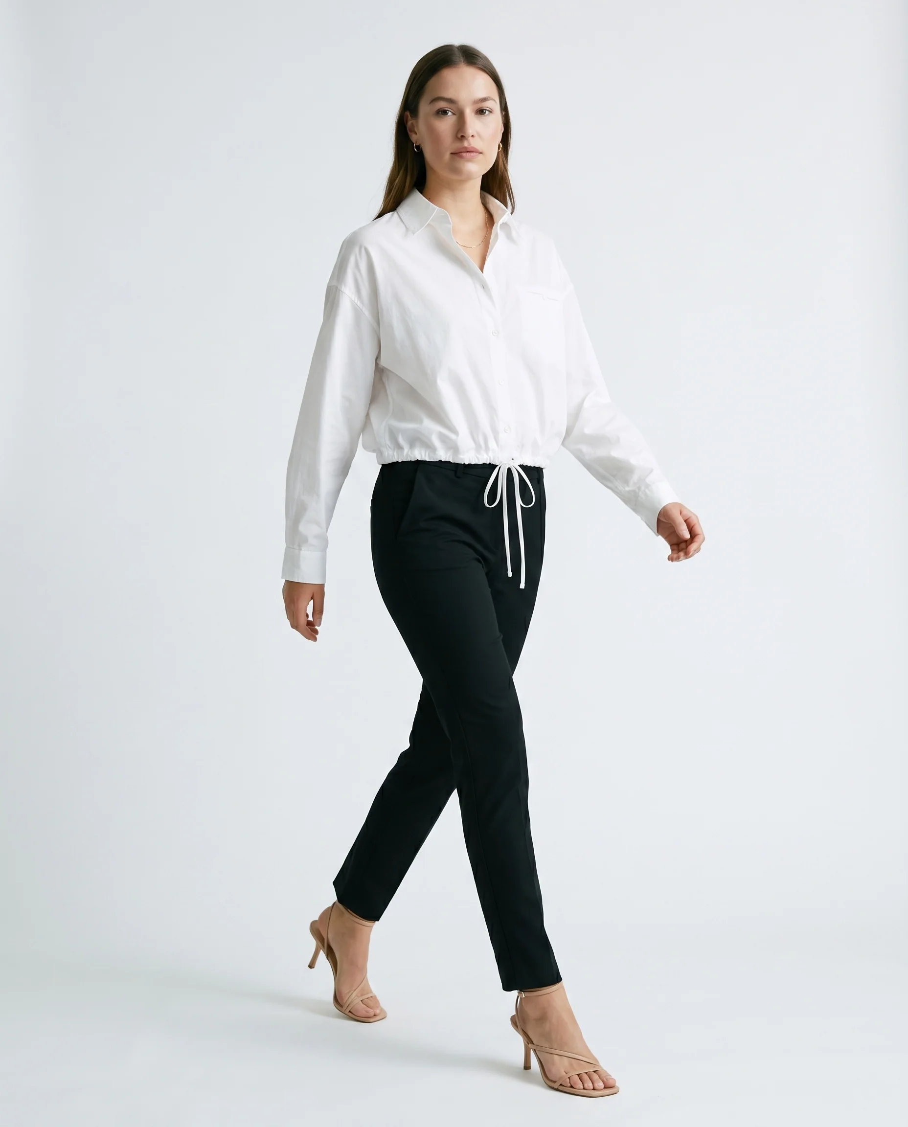 Button-Up Shirt with Ties White - Image 4