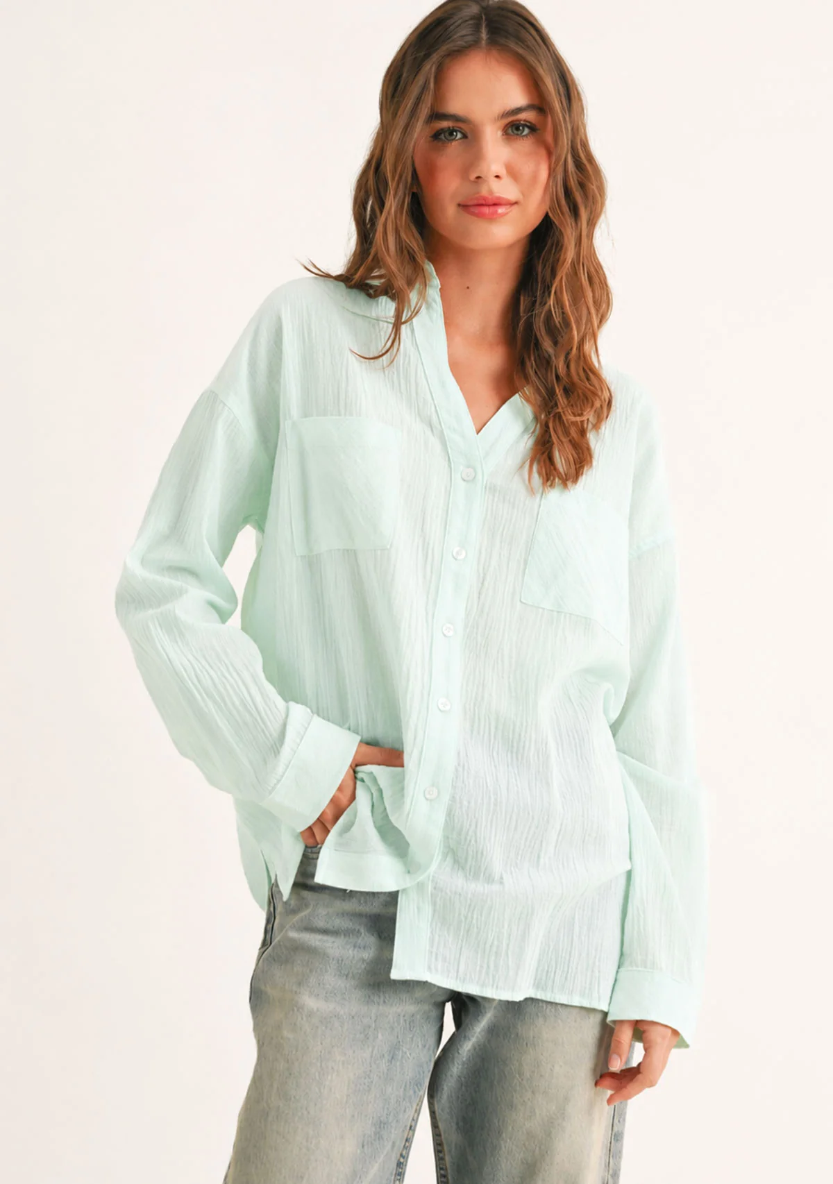 Buttondown Basic Cotton Shirts Mint - Image 2