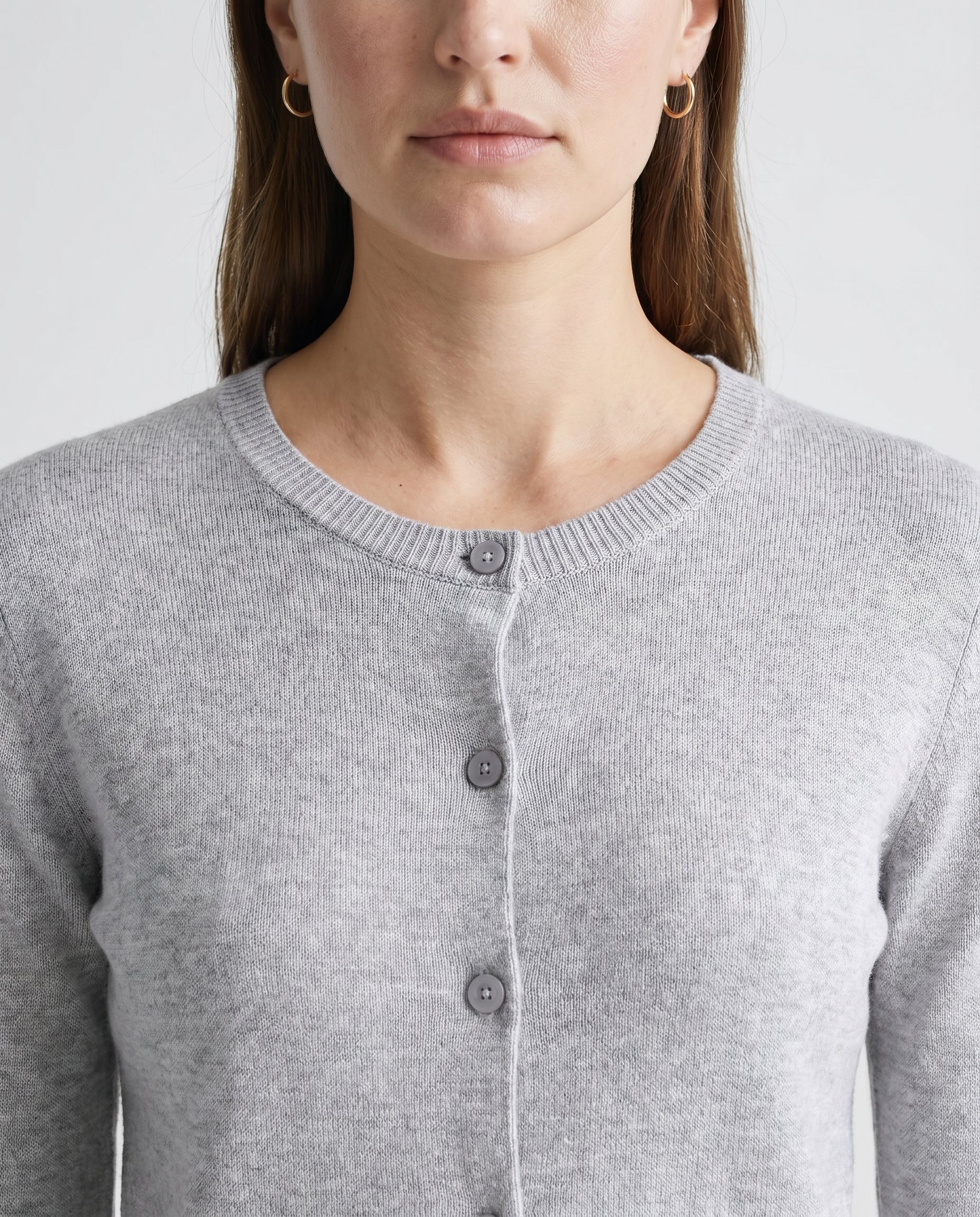 Classic Button Front Cardigan Gray - Image 8