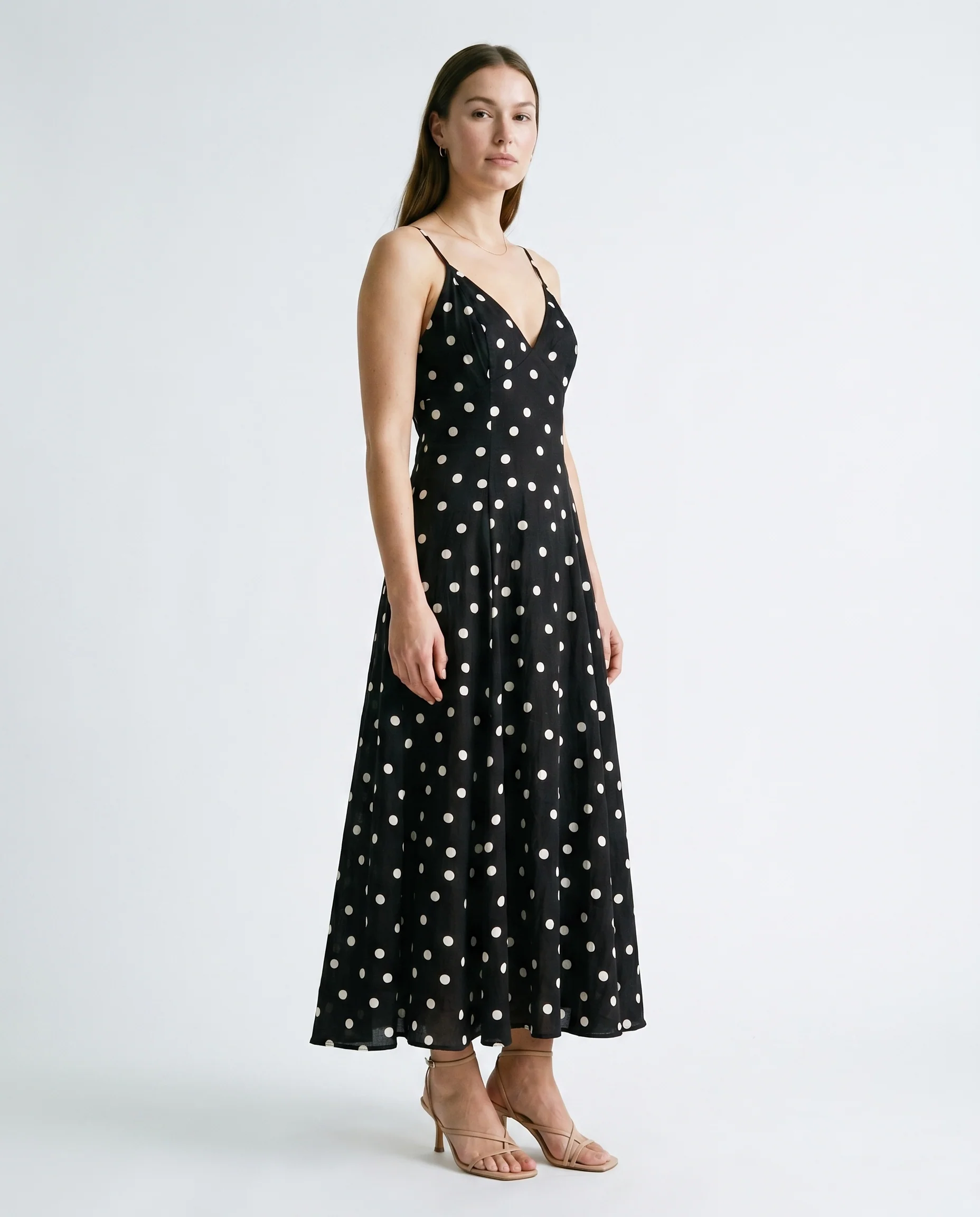 Classic Polka Dot Summer Dress Black Polka Dots - Image 2