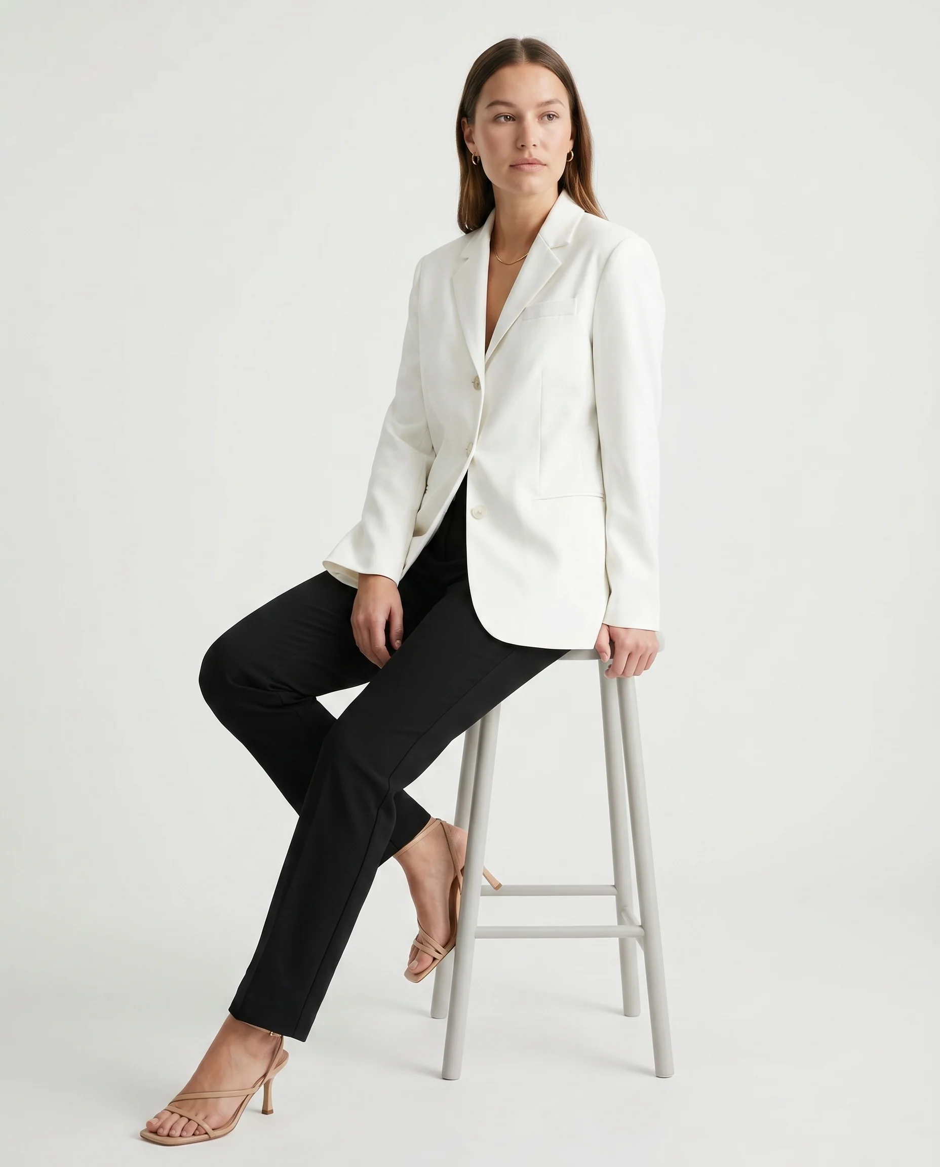 Classic Tailored Blazer White - Image 3