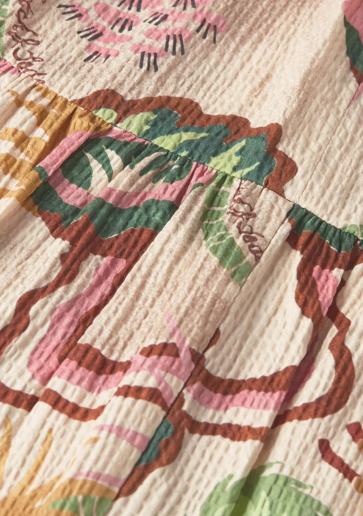 Cotton Seersucker Keyhole Halter Dress Desert Floral Canyon Clay - Image 4