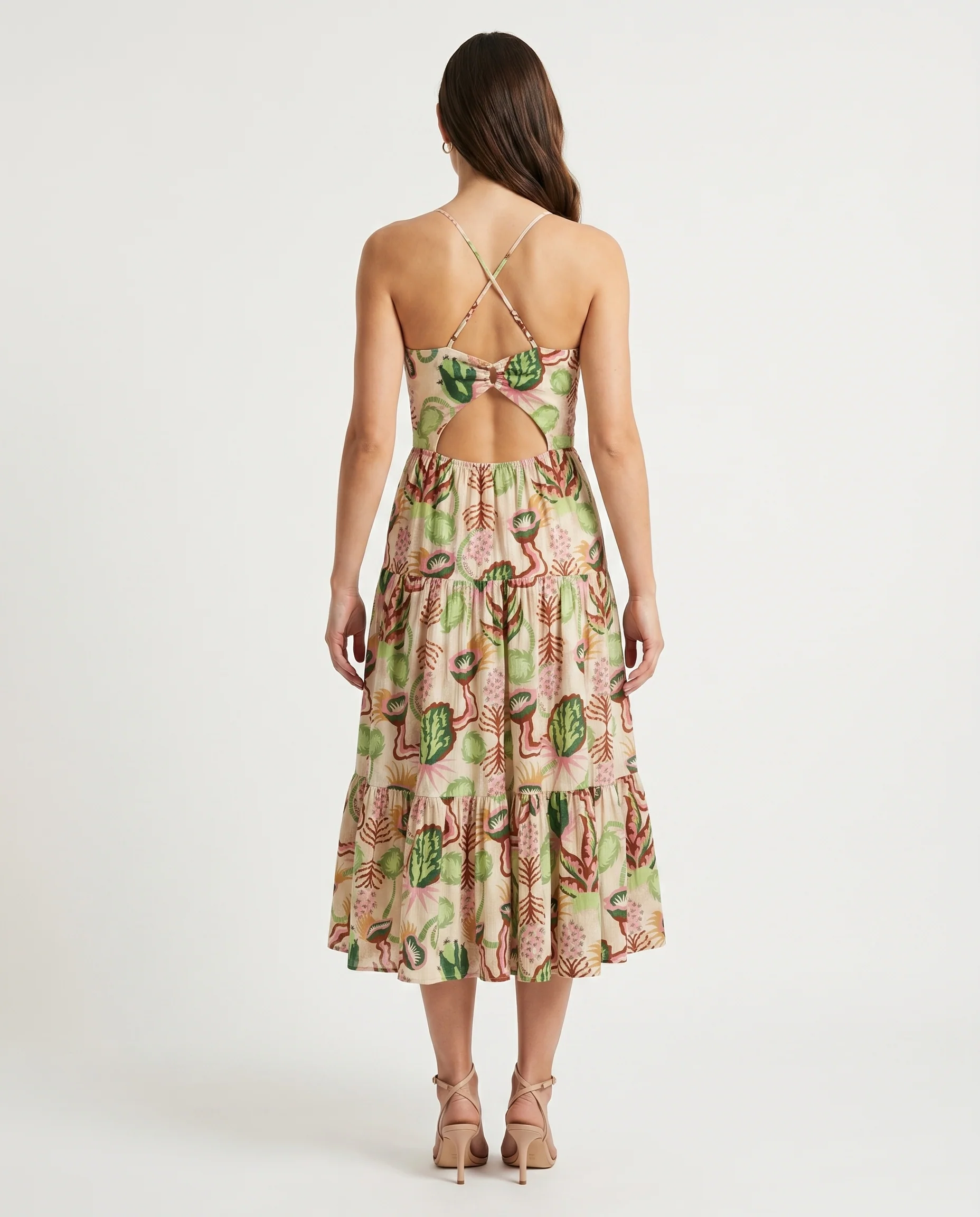 Cotton Seersucker Keyhole Halter Dress Desert Floral Canyon Clay - Image 5