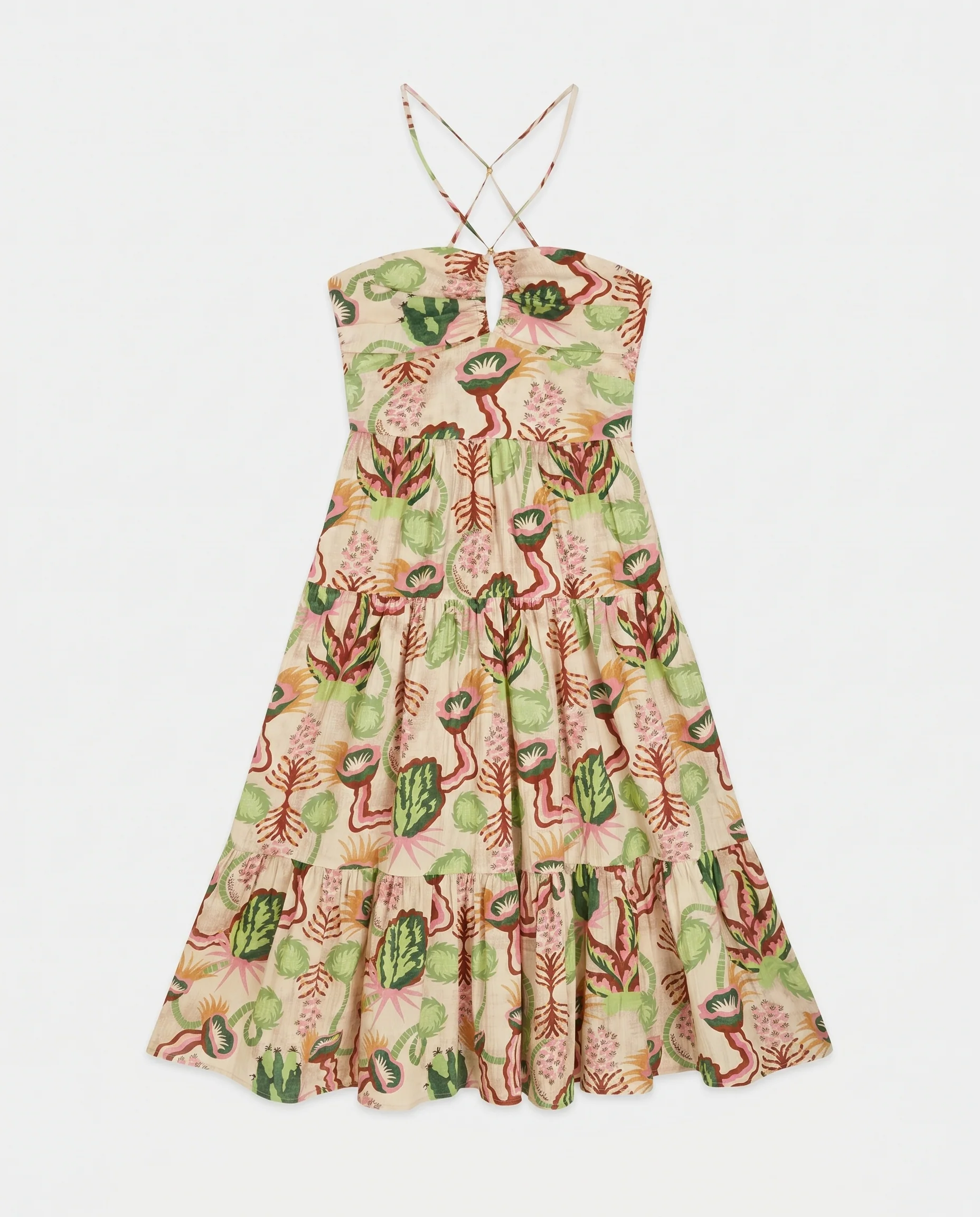Cotton Seersucker Keyhole Halter Dress Desert Floral Canyon Clay - Image 6
