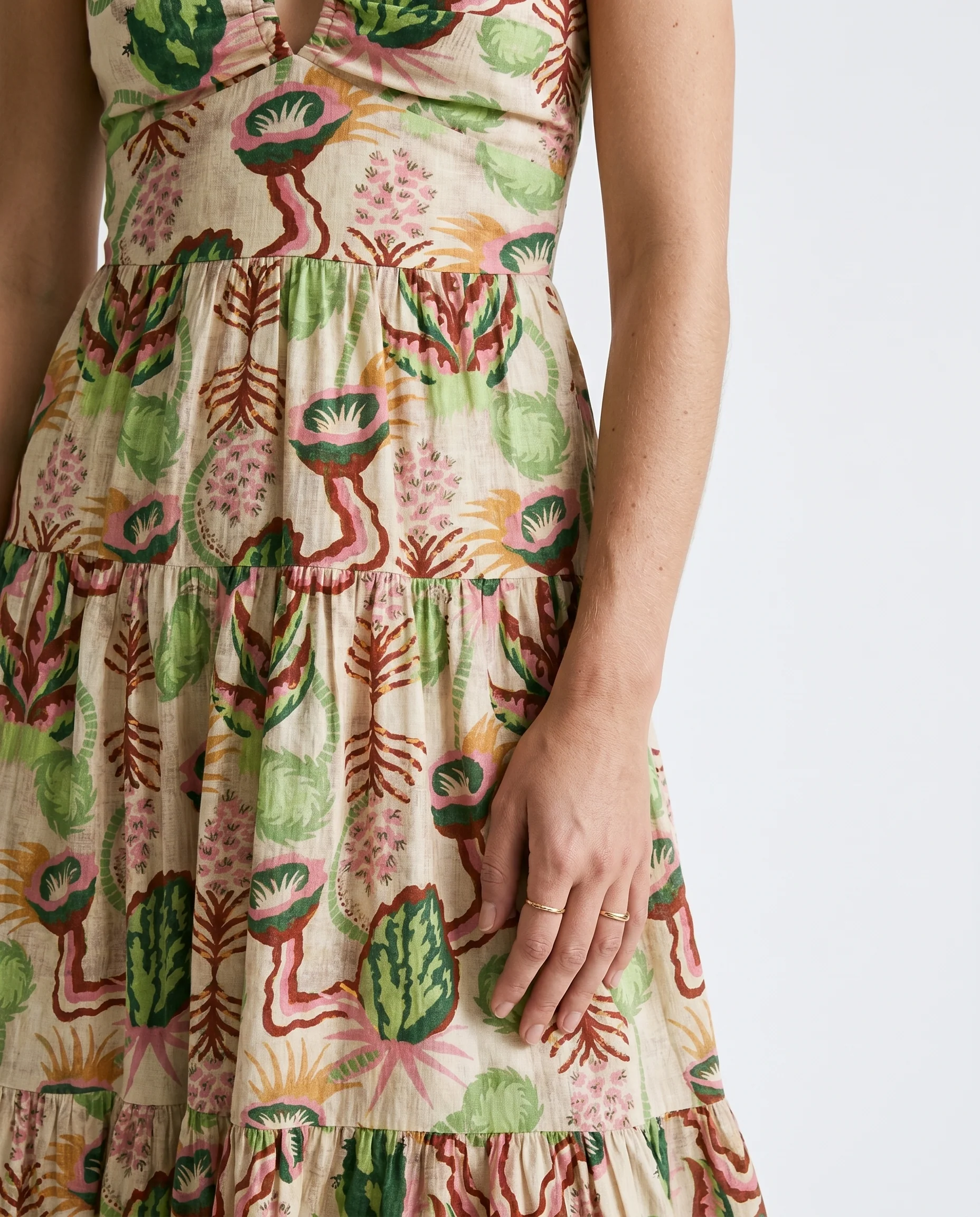 Cotton Seersucker Keyhole Halter Dress Desert Floral Canyon Clay - Image 8