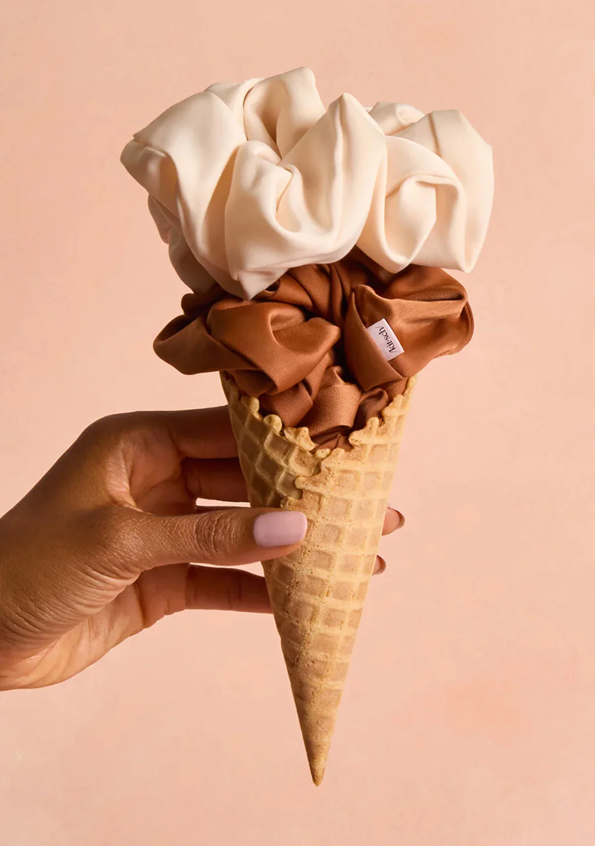 Cream & Camel Oversized Scrunchies - Image 2