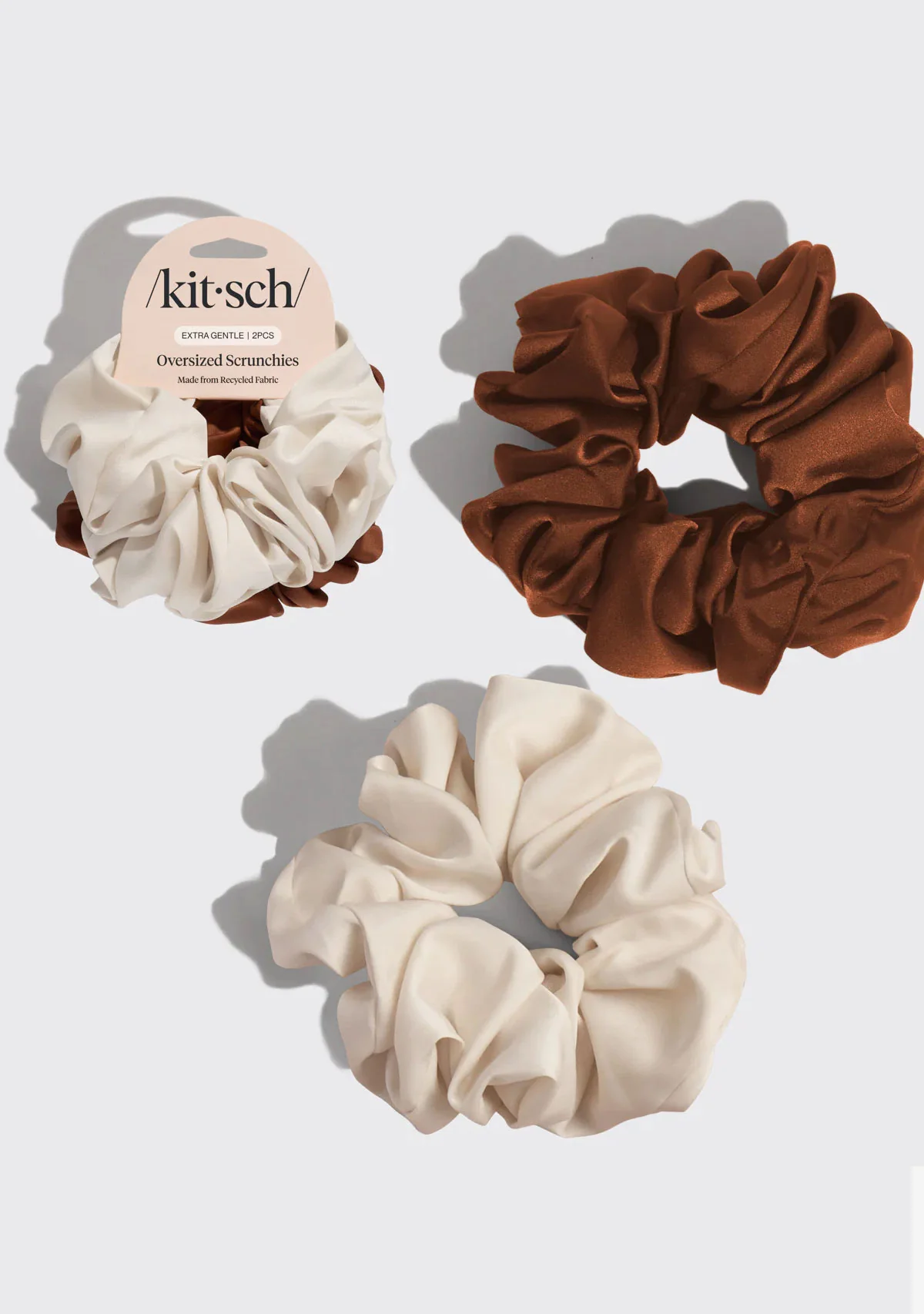 Cream & Camel Oversized Scrunchies - Image 3