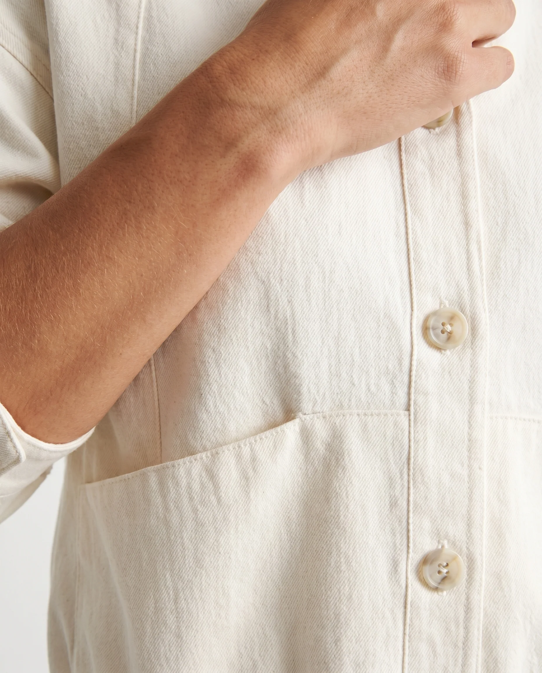 Crew Neck Button Down Jacket Ivory - Image 2