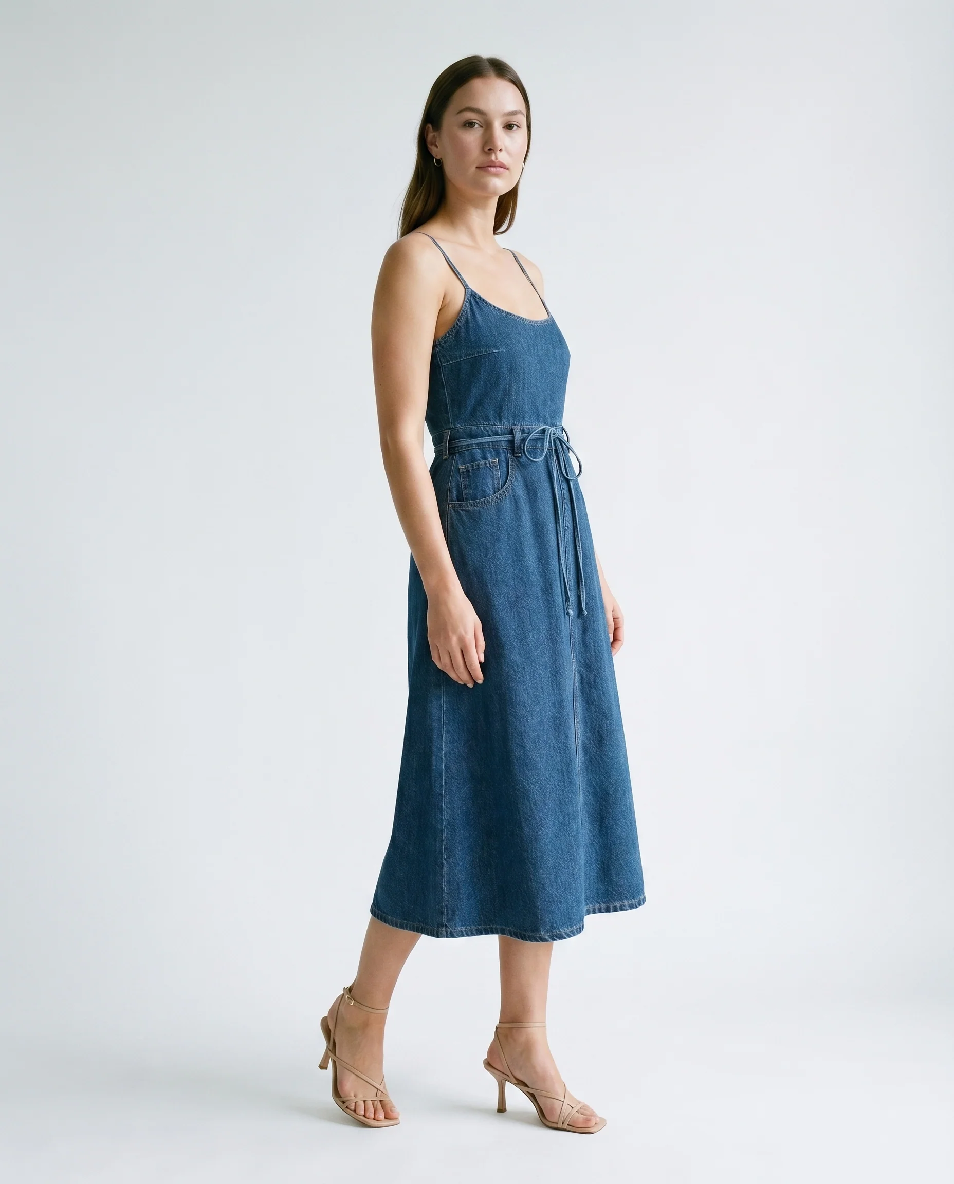Denim Midi Dress Denim Blue - Image 2