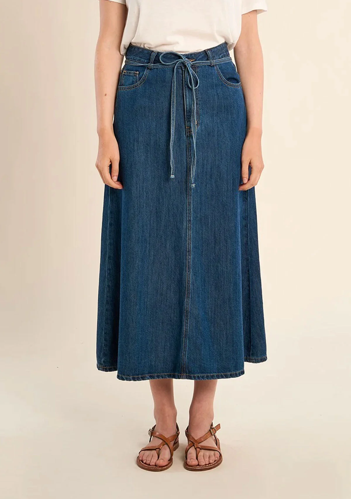 Denim Midi Skirt Denim Blue - Image 2