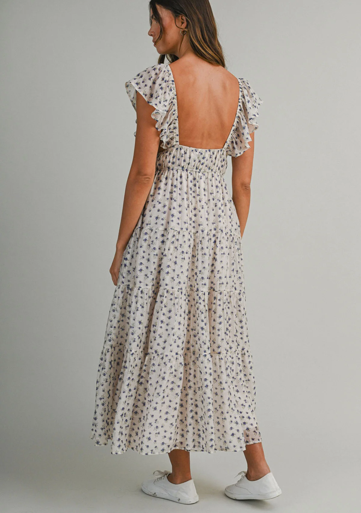 Ditzy Floral Printed Sleeveless Midi Dress Blue/Multi - Image 4
