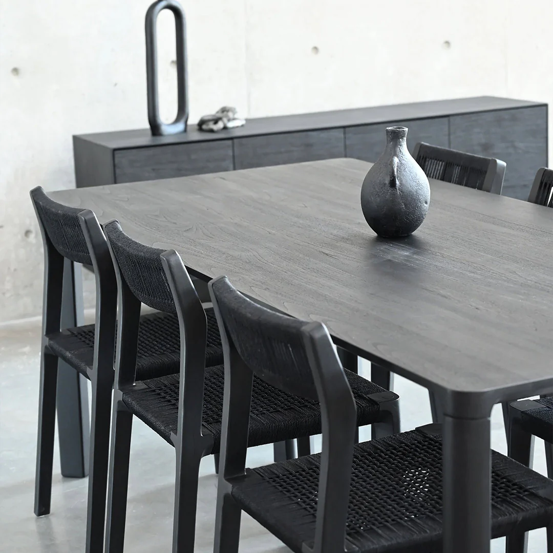 PLANK Dining Table Black Soot Teak, - Image 4