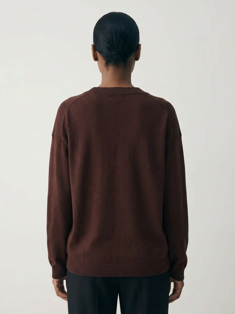 Elizabeth LS VNeck Sweater Chocolate Brown - Image 2