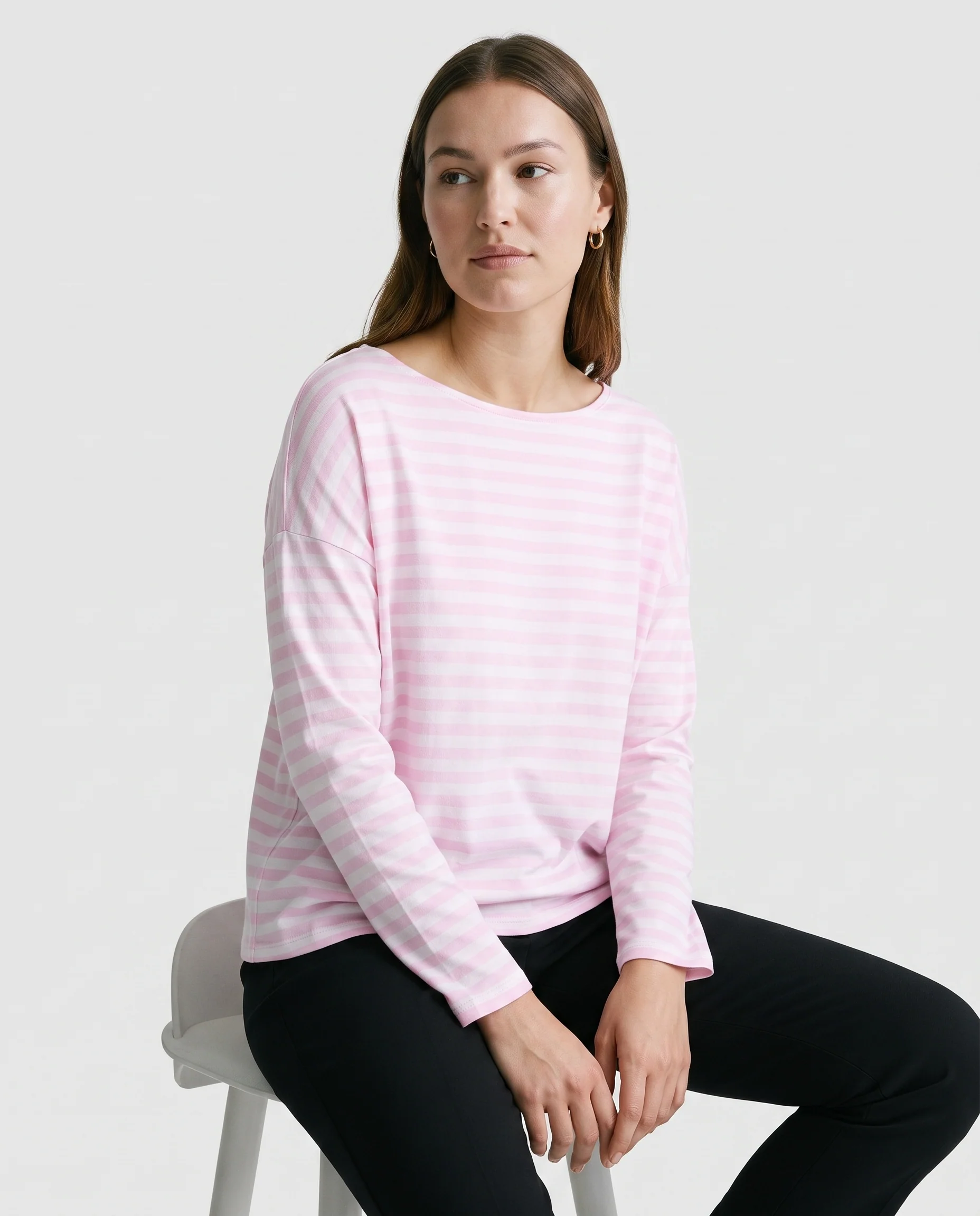 Fine Knit Top Pink Stripe - Image 3