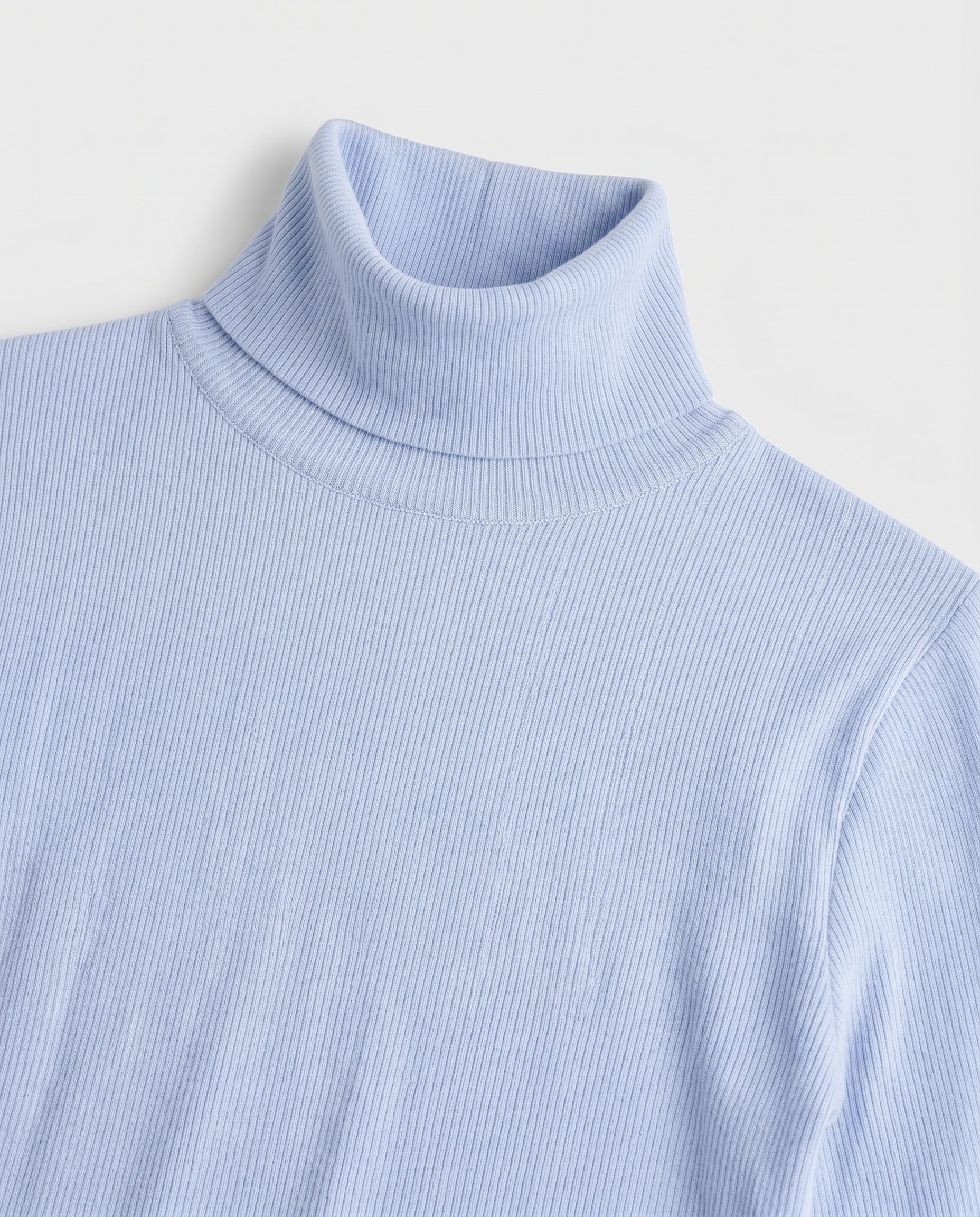 Fitted Rib Knit Turtleneck Blue - Image 3