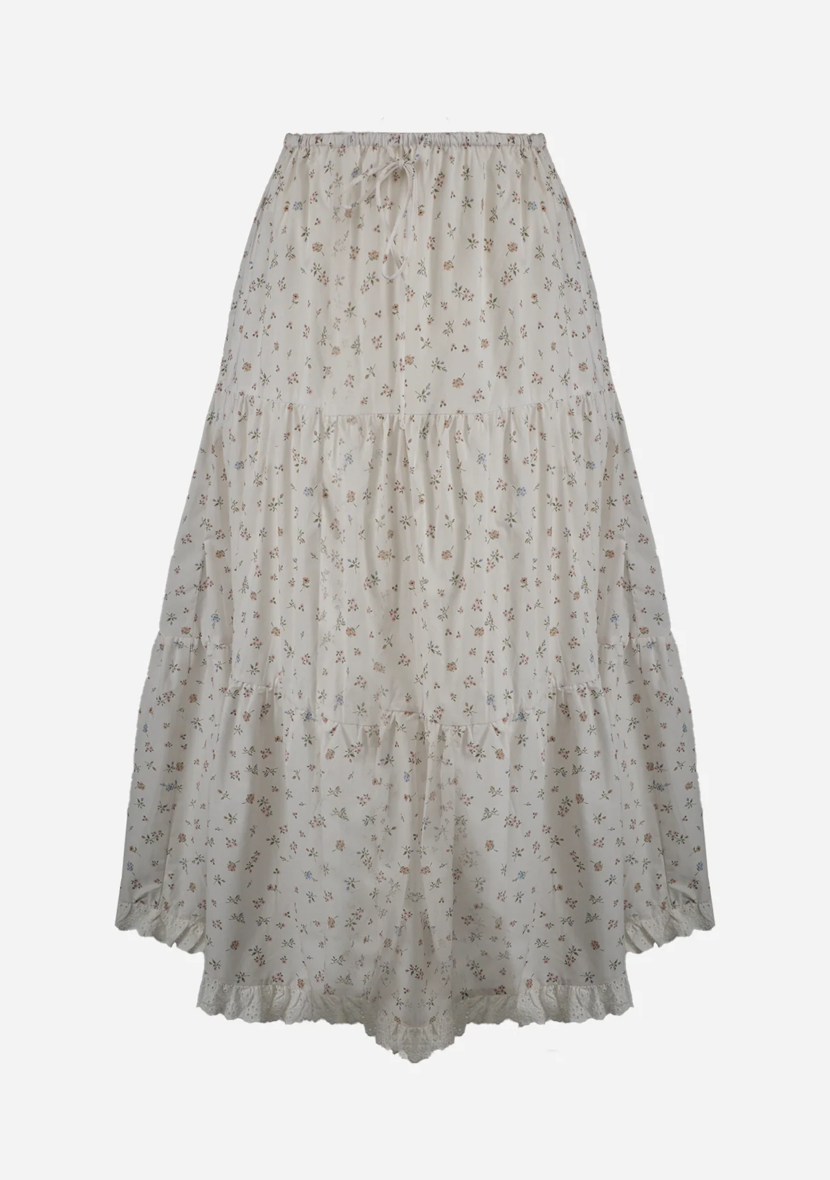 Floral Lace Trim Front Tie Skirt Cream