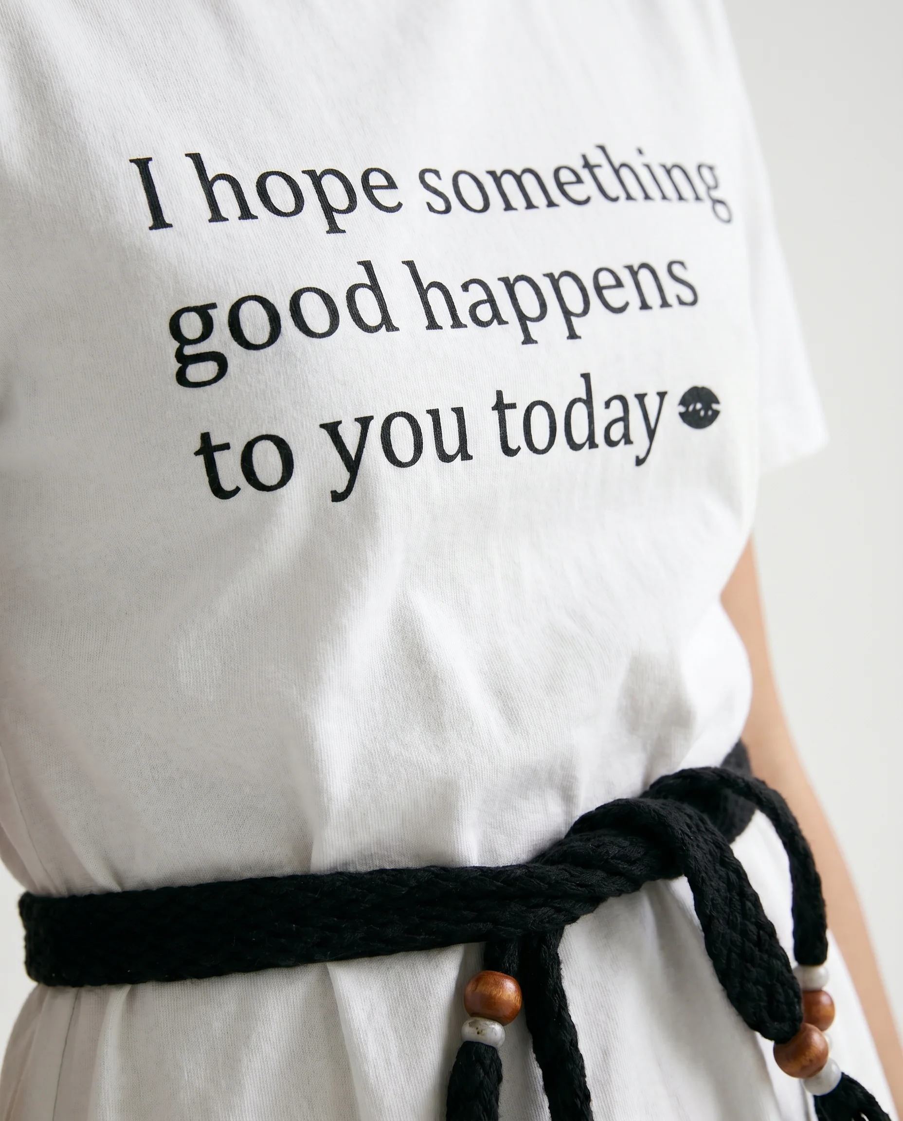 Graphic Tee with Tie Belt White - Image 7