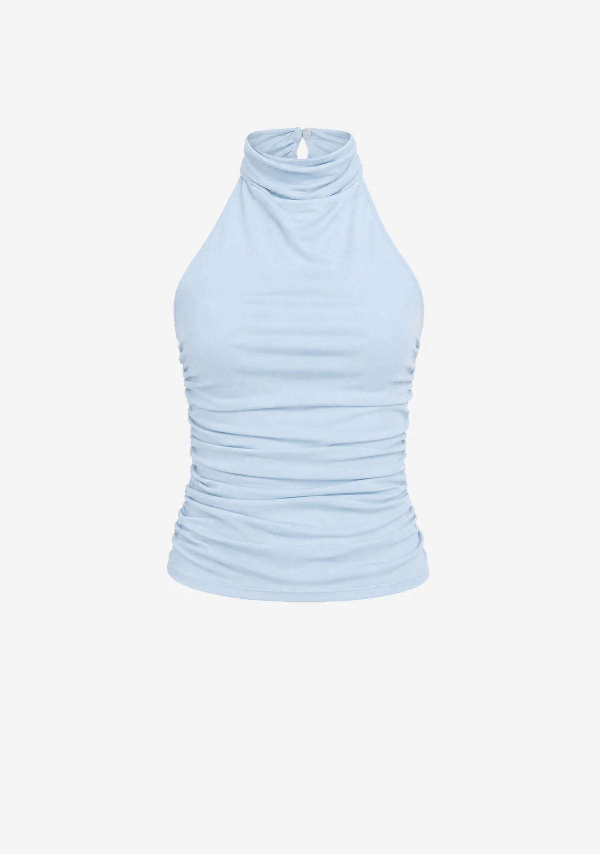 Halter Neck Ruching Top Baby Blue