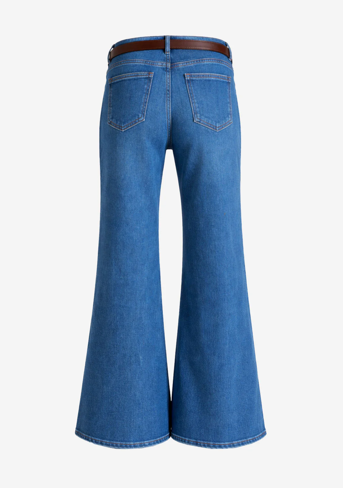 High Rise Wide Leg Jean with Belt Denim Blue - Image 2