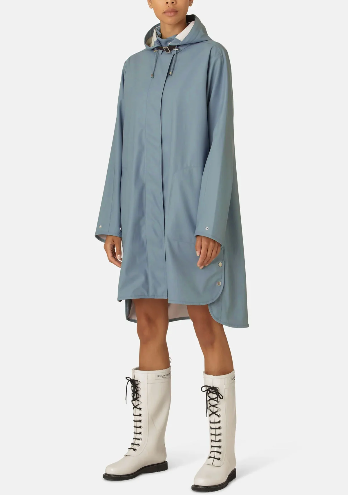 Hooded Raincoat Blue Grey - Image 2