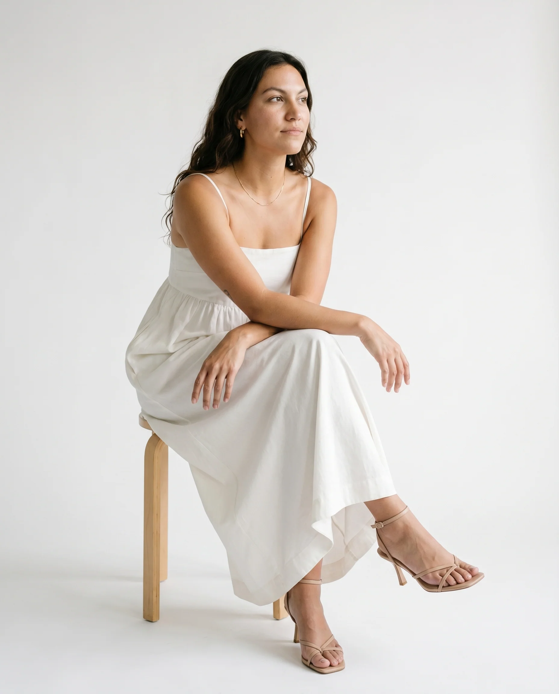 Jx Almira Linen Blend Long Dress Blanc De Blac - Image 2