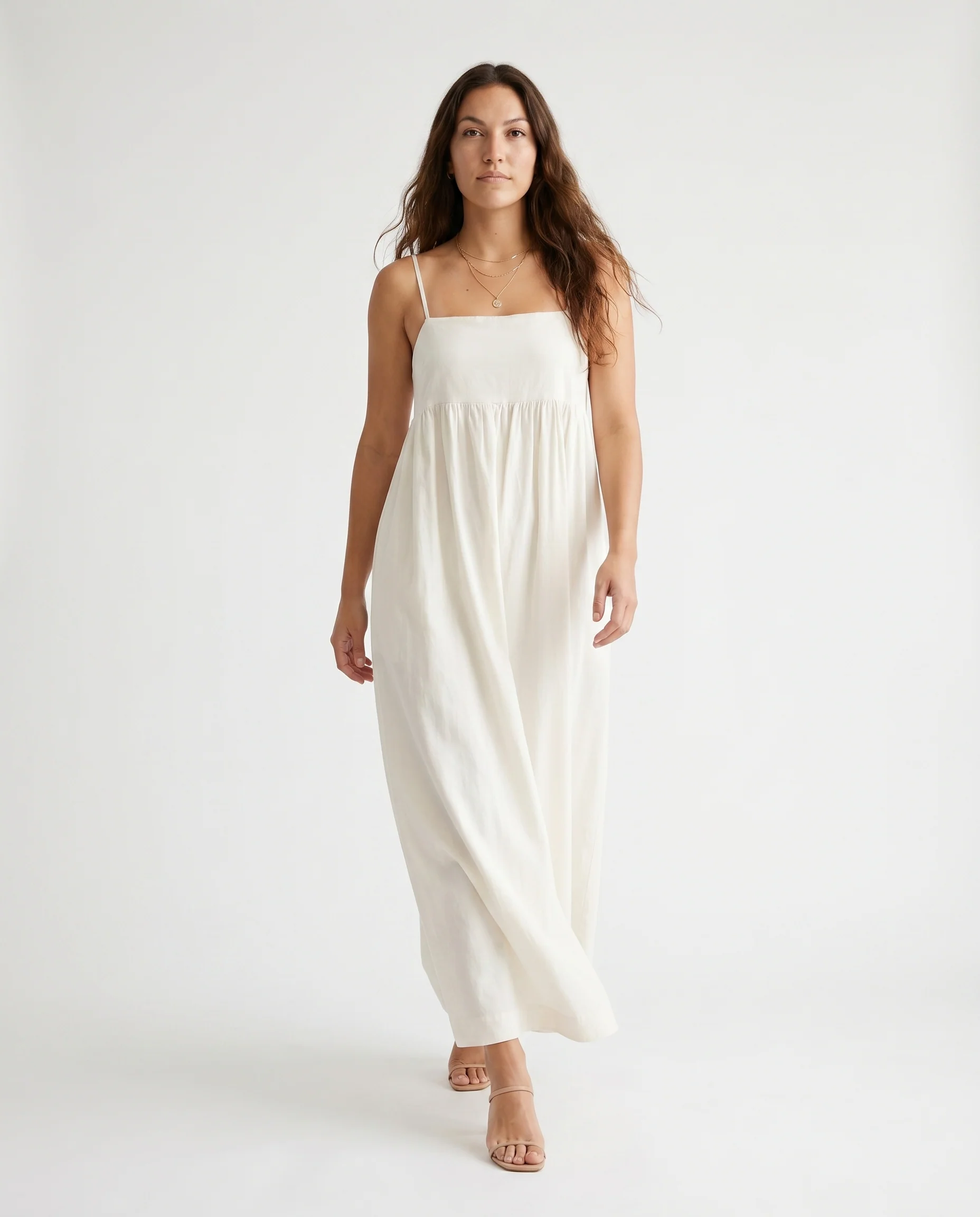 Jx Almira Linen Blend Long Dress Blanc De Blac - Image 3