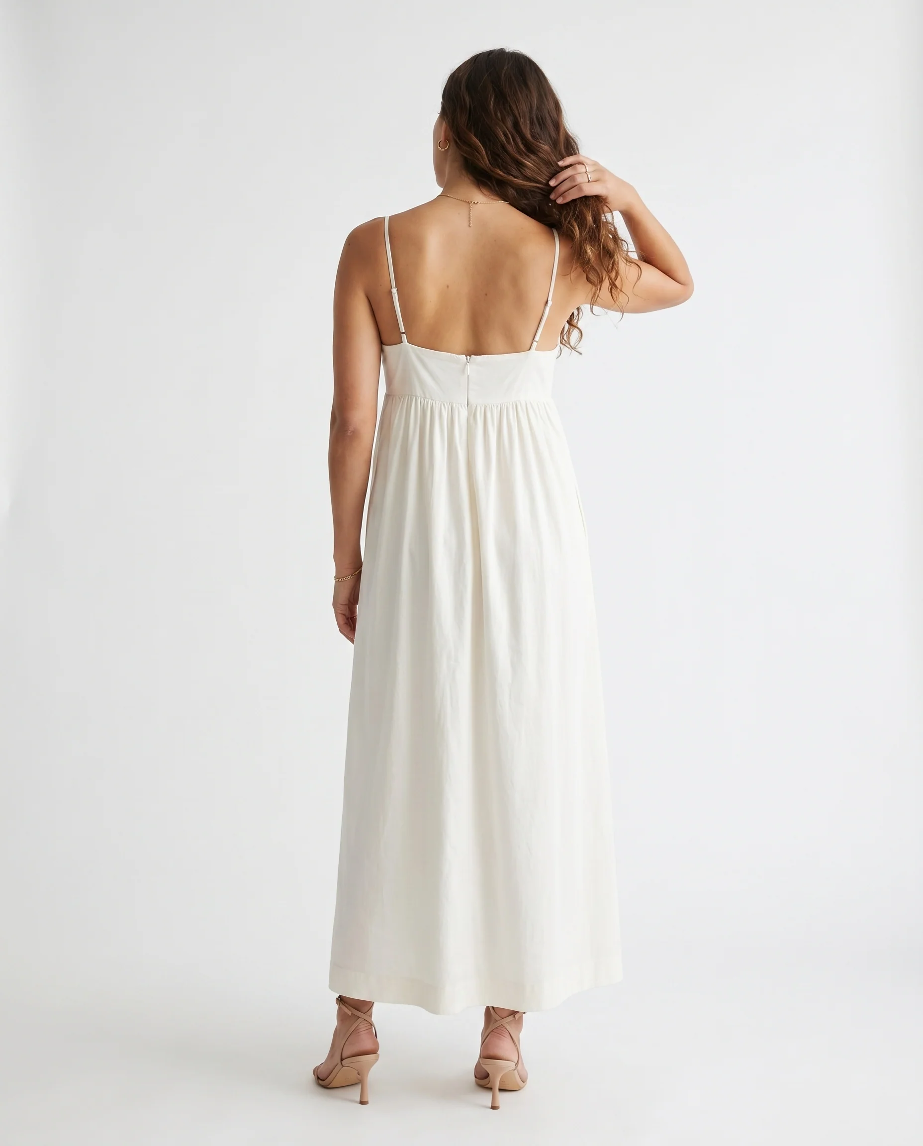 Jx Almira Linen Blend Long Dress Blanc De Blac - Image 4