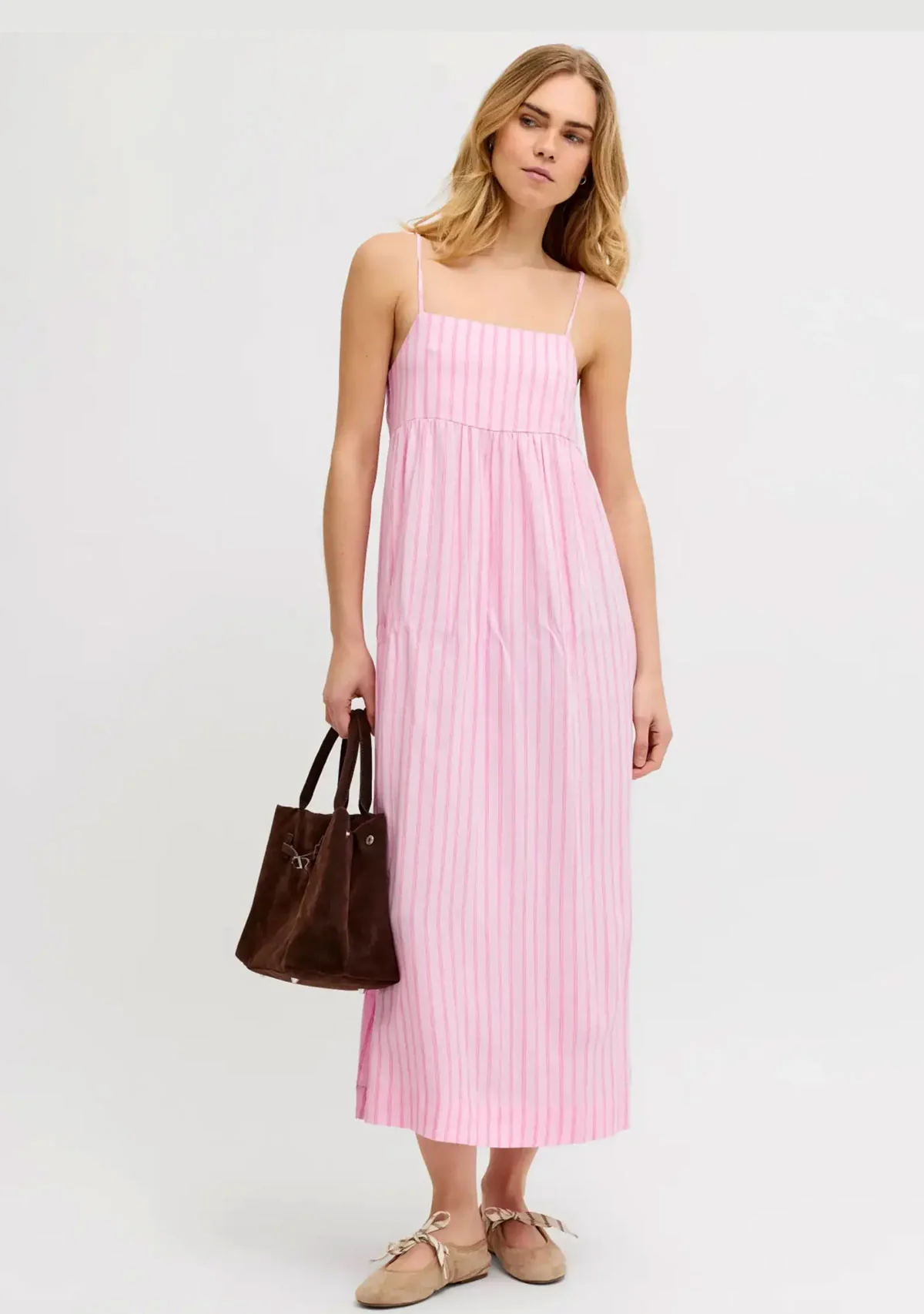 Jx Almira Linen Blend Long Dress Pink Lady Fiji Flower - Image 2