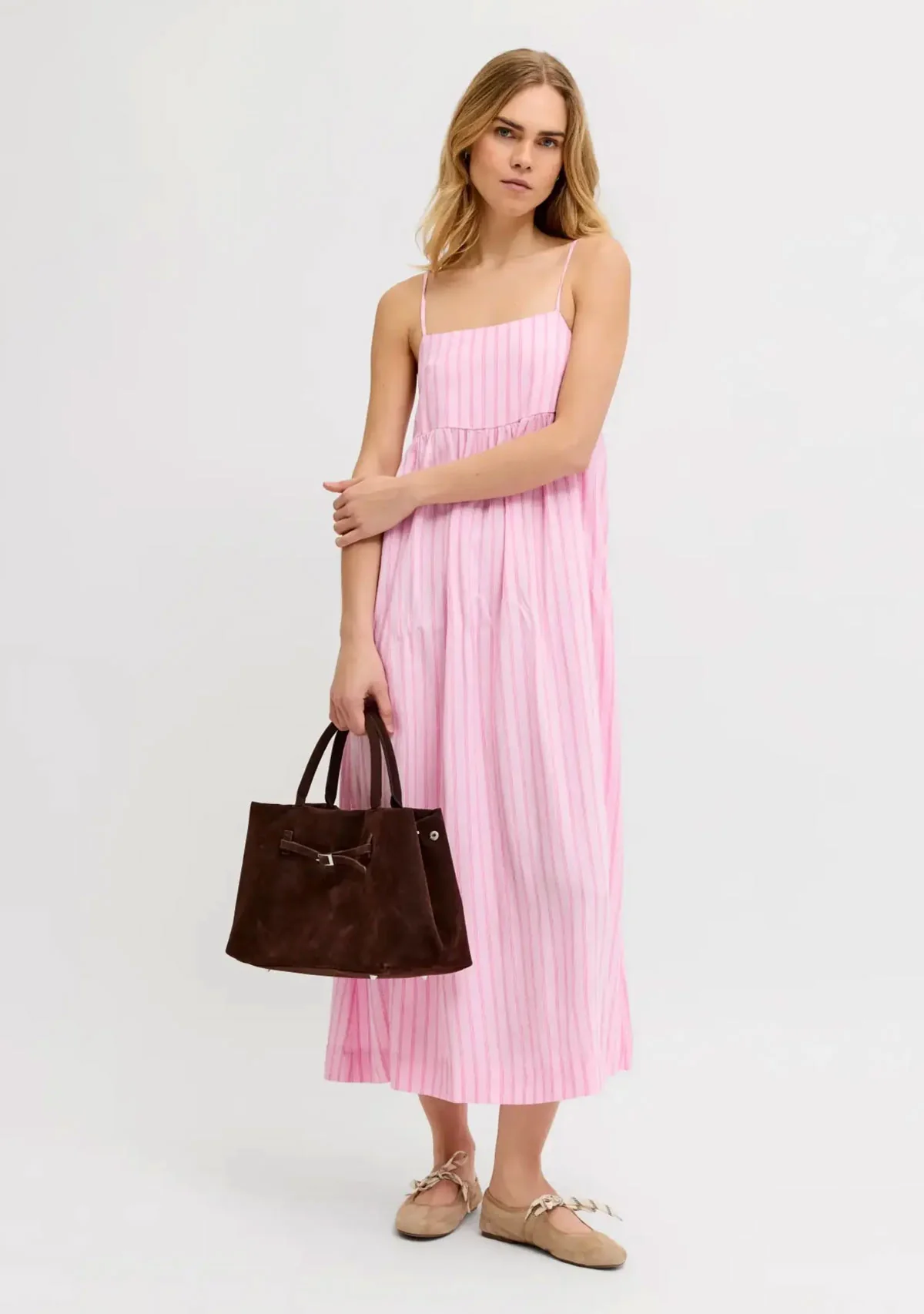 Jx Almira Linen Blend Long Dress Pink Lady Fiji Flower - Image 4