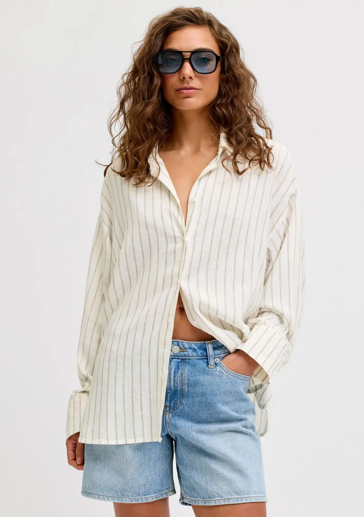 Jx almira Linen Blend Shirt Blanc de Blanc Silver Mink - Image 3