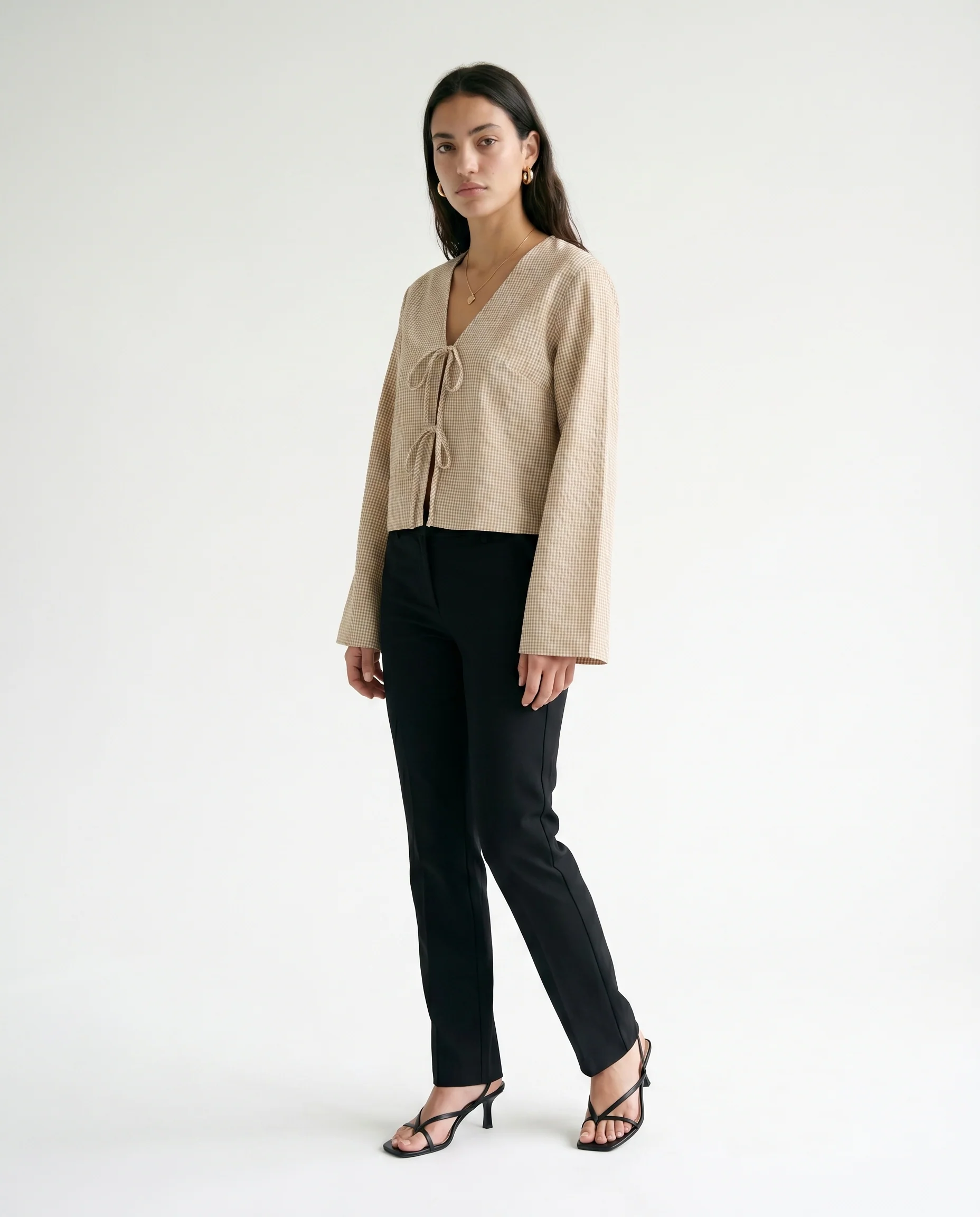 Jx zoe Seersucker Tie Shirt Cornstalk White - Image 2