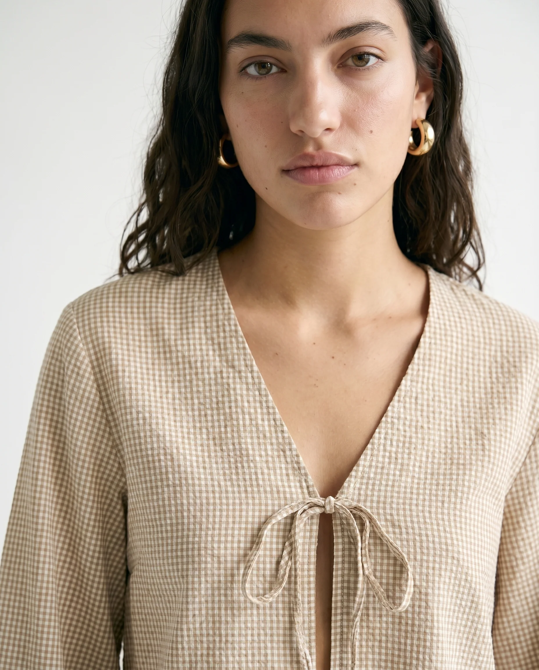Jx zoe Seersucker Tie Shirt Cornstalk White - Image 3