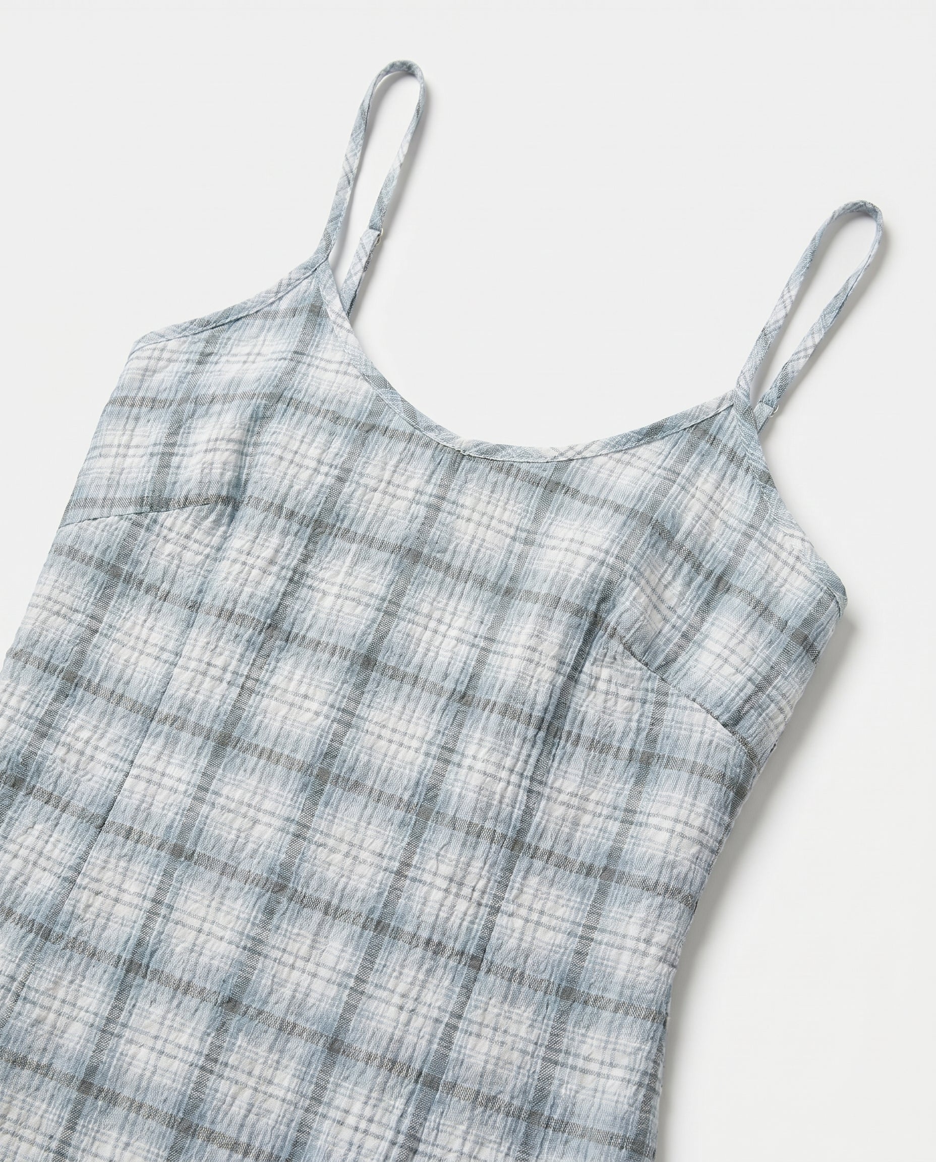 Lagoon - Hemp Seersucker Maxi Dress Overcast Check - Image 7